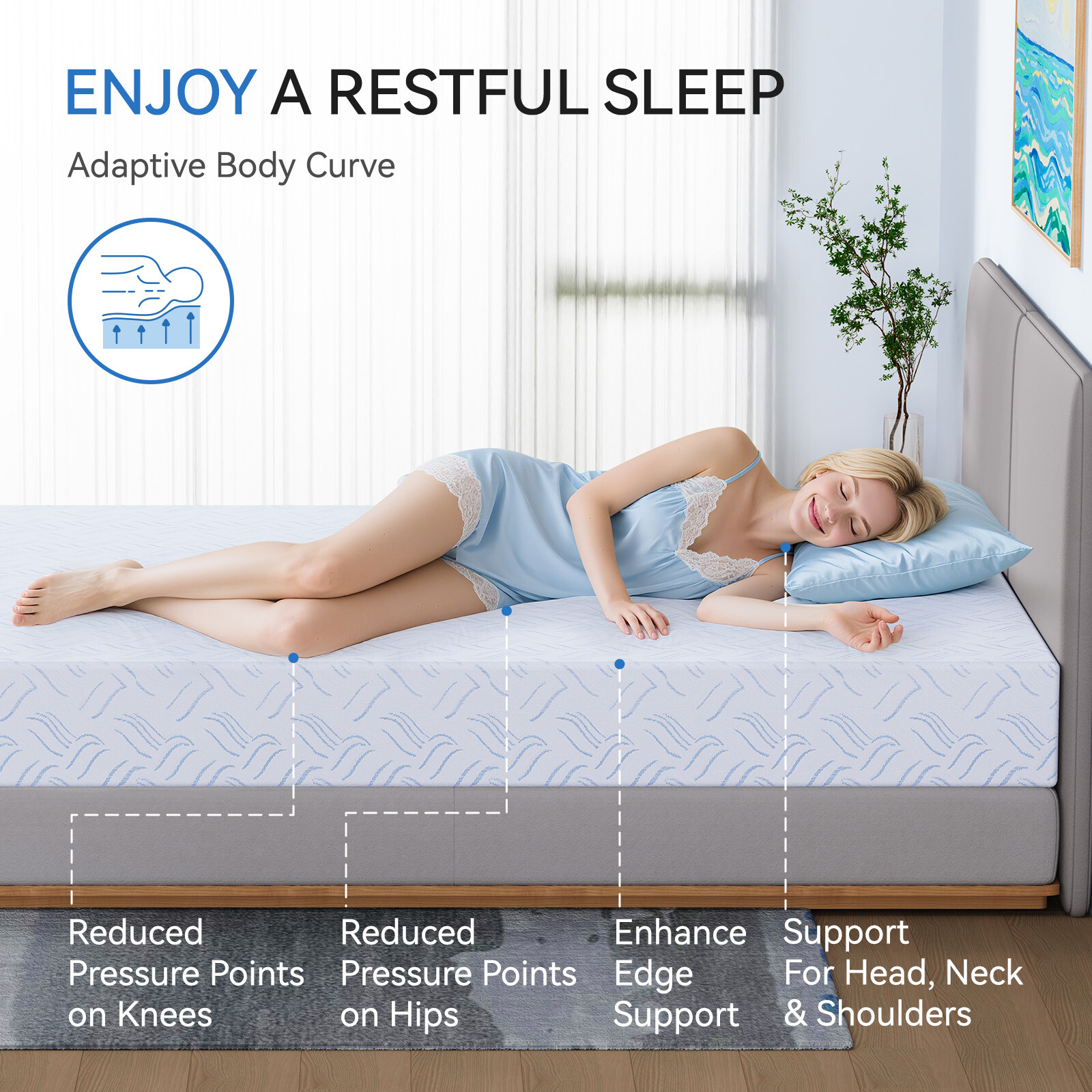 8″ Twin Full Queen King Gel Memory Foam Mattress Medium Firm Support in a Box