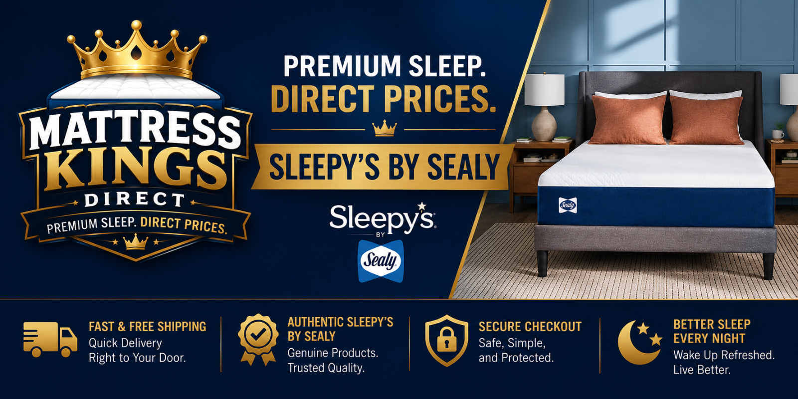 NEW Sleepy’s by Sealy Skye Hybrid Mattress Queen Medium Bed in a Box