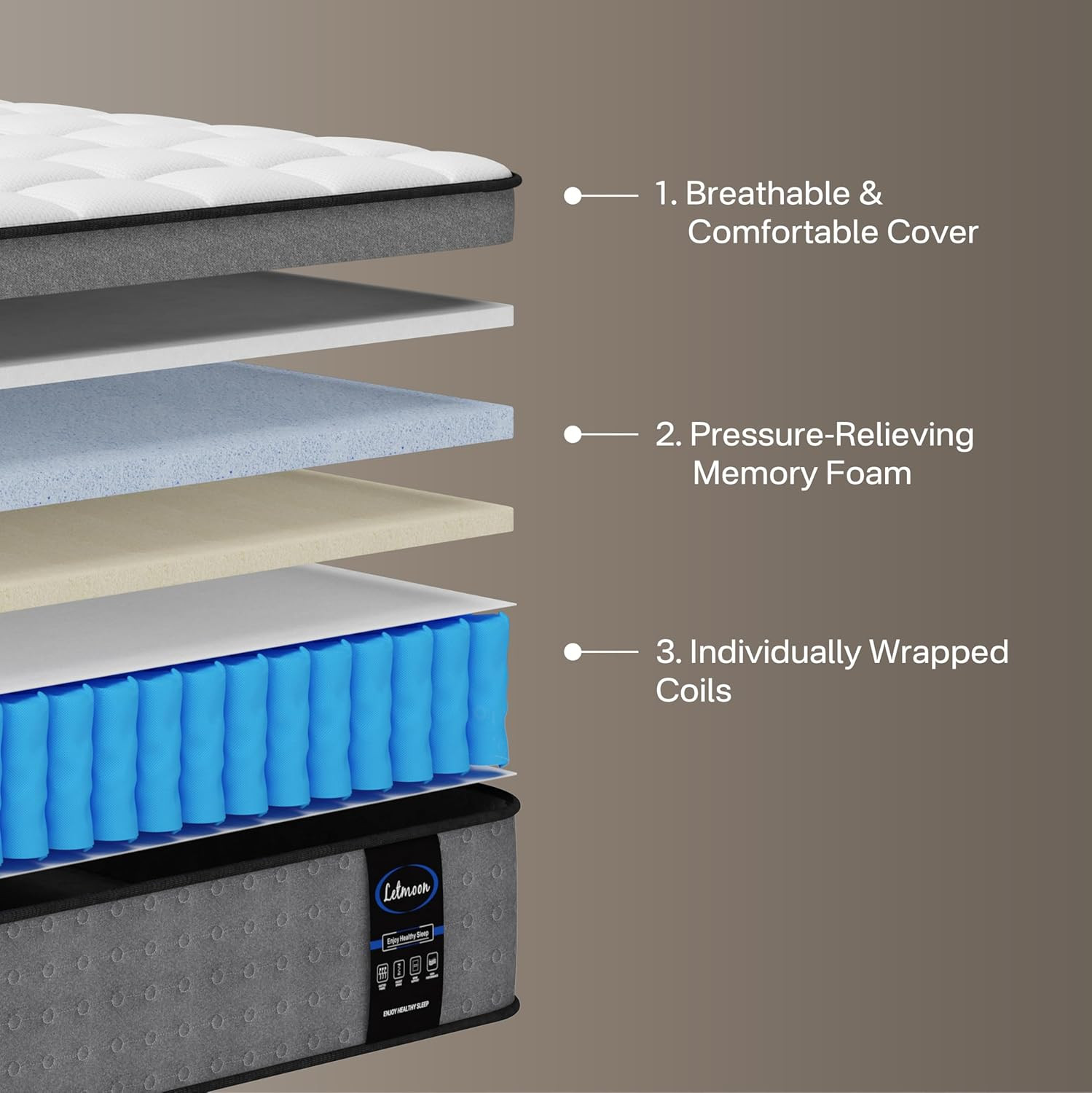 California King Mattress, 12 Inch Hybrid Cal King Mattress with Memory Foam, Poc