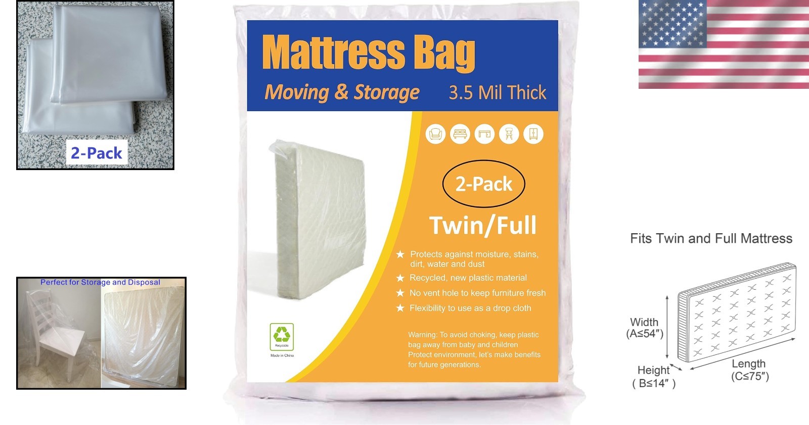 Long-Term Storage Bags for Twin/Full Mattresses – Clear & Heavy Duty Protection