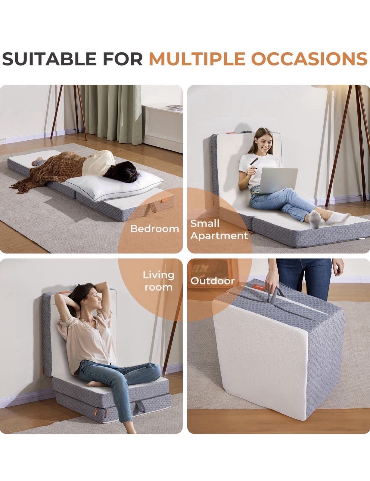 Tri Folding Mattress – 4-Inch Single Size Foldable Mattress with a Collapsible a