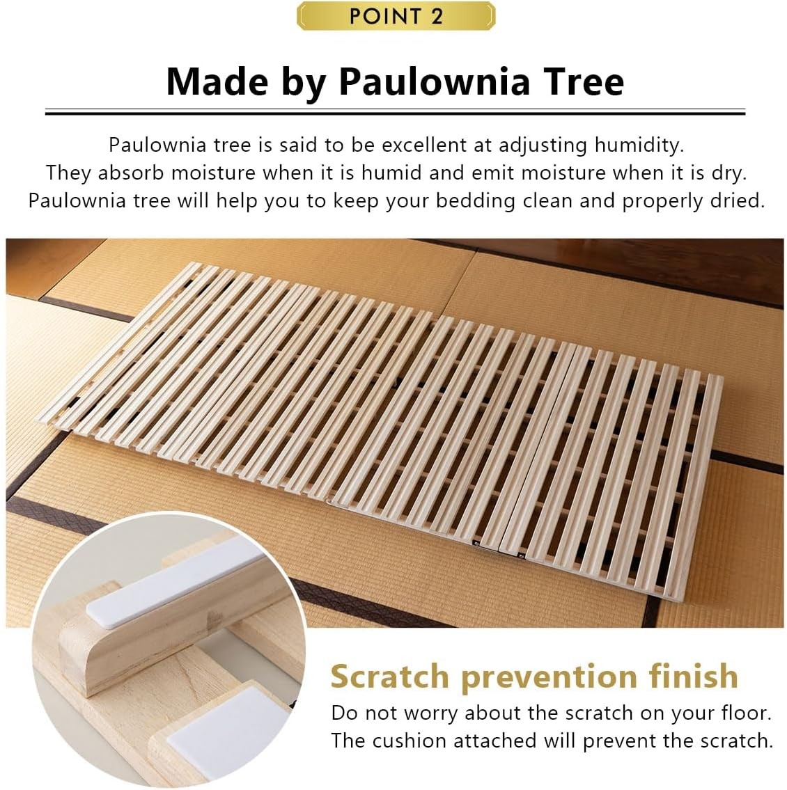 Wood Half-Fold-Type Slatted Bed Twin (38x78in) for Japanese Floor