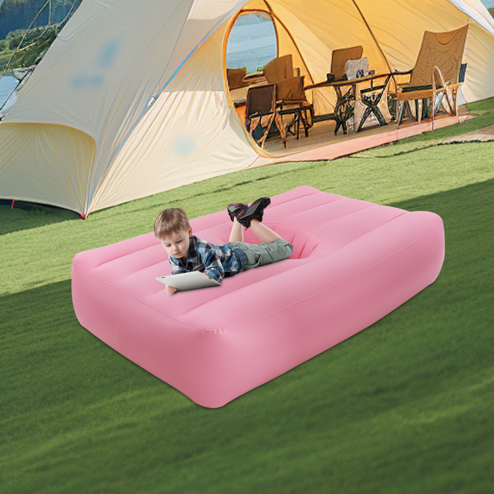 PVC BBL Bed with Hole, Inflatable BBL Bed After Surgery Recovery Mattress Pink