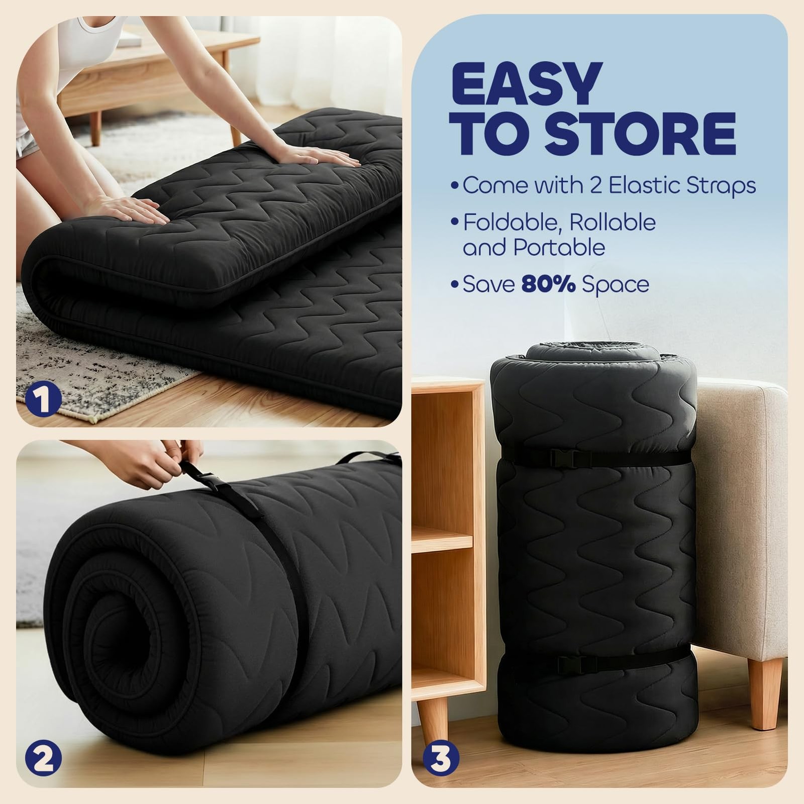 Japanese Floor Mattress Futon – 3.5″ Extra Firm Foldable Tatami Mat, 5-Layer …