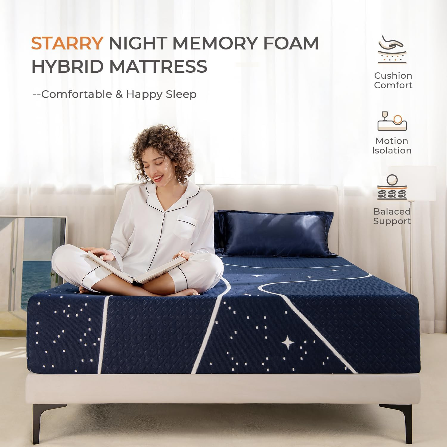 14″ King Hybrid Mattress – Gel Memory Foam & Pocket Coils, Medium Plush Comfort