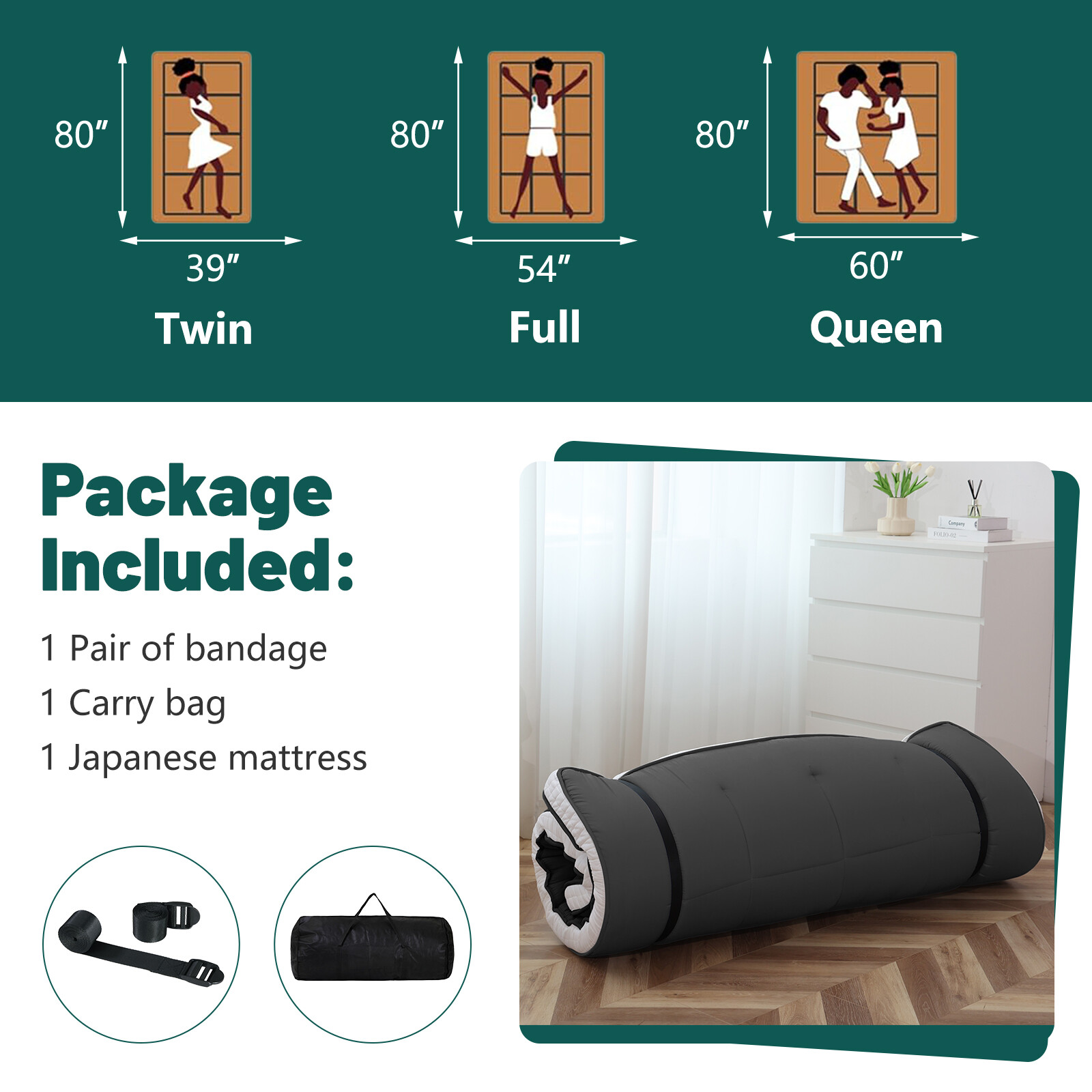Updated Floor Mattress Japanese Futon Mattress Extra Thick Folding Sleeping Pad