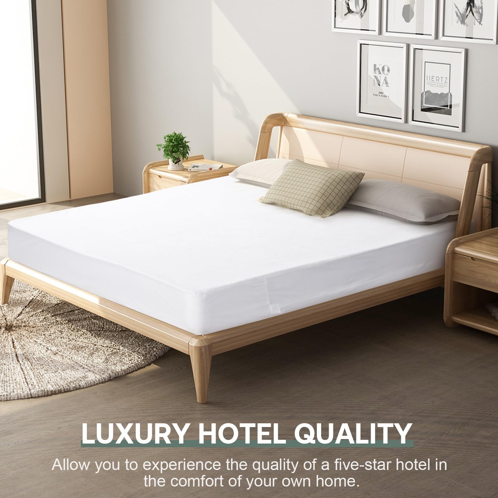 39″x75″ Twin Waterproof Mattress Protector for Kids, 9″ Deep, Twin, White