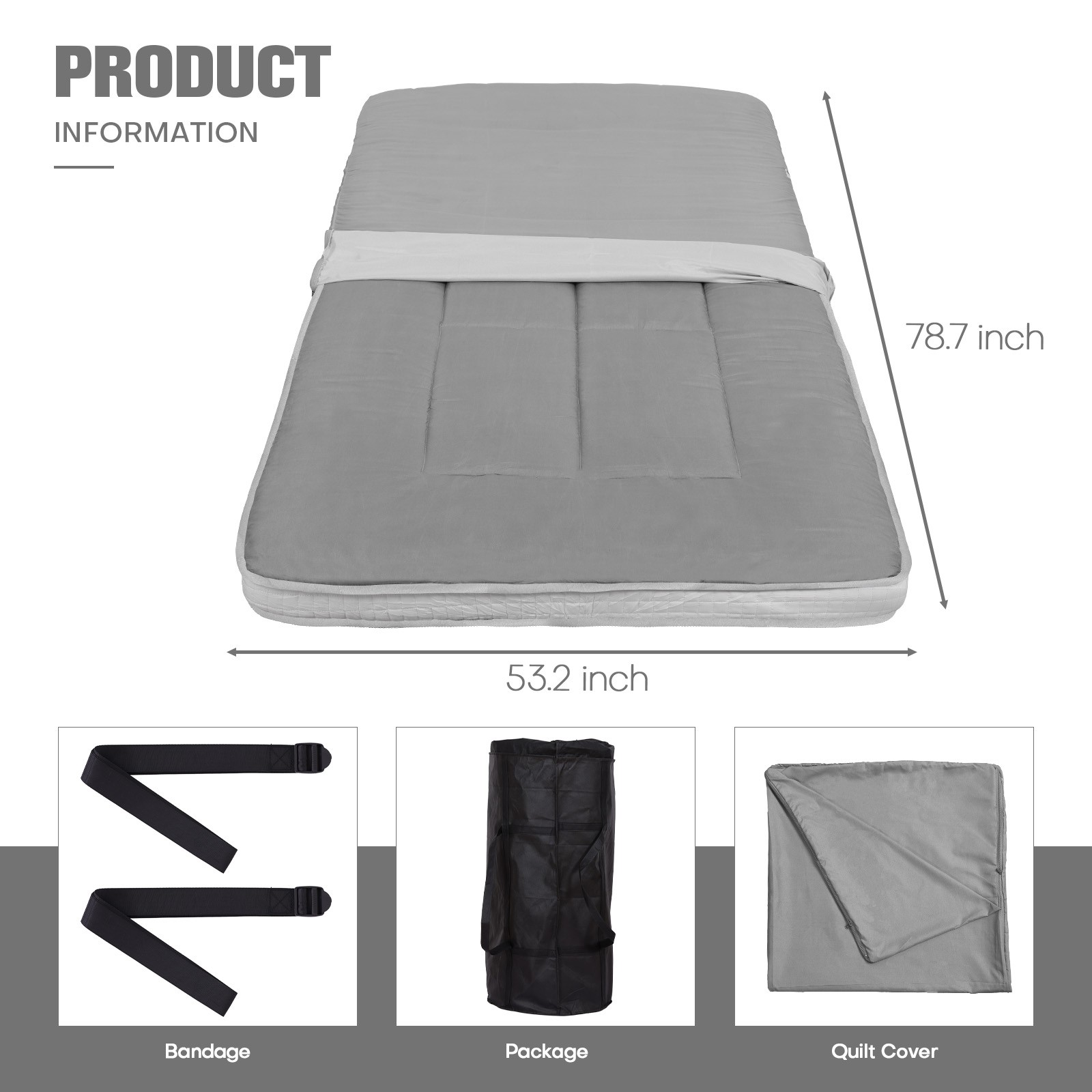 4″ Japanese Tatami Futon Roll-Up Mattress Memory Foam Floor Pad w/ Bag & Cover