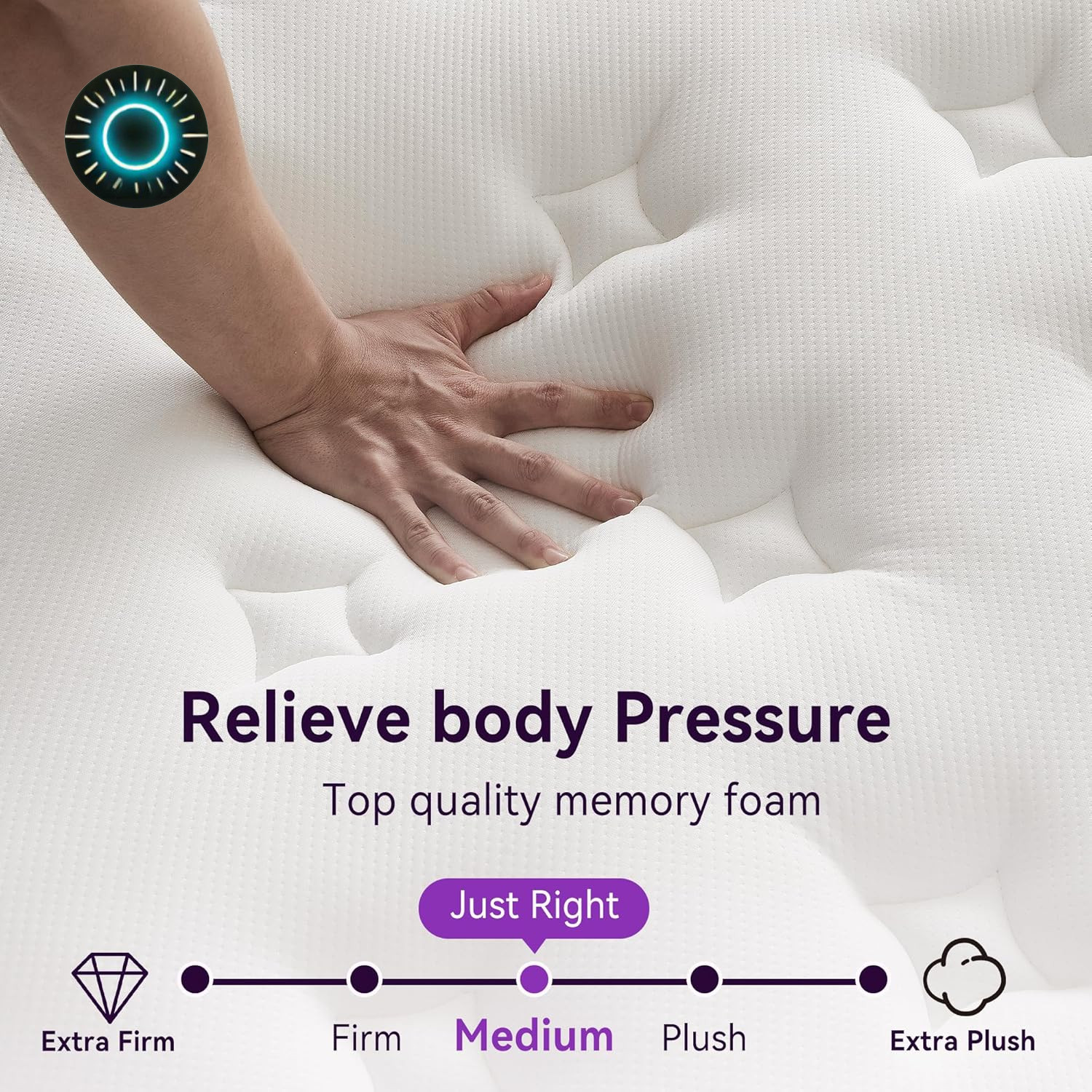 12″ Purple Hybrid Queen Mattress – Gel Memory Foam & Pocket Springs for Comfort