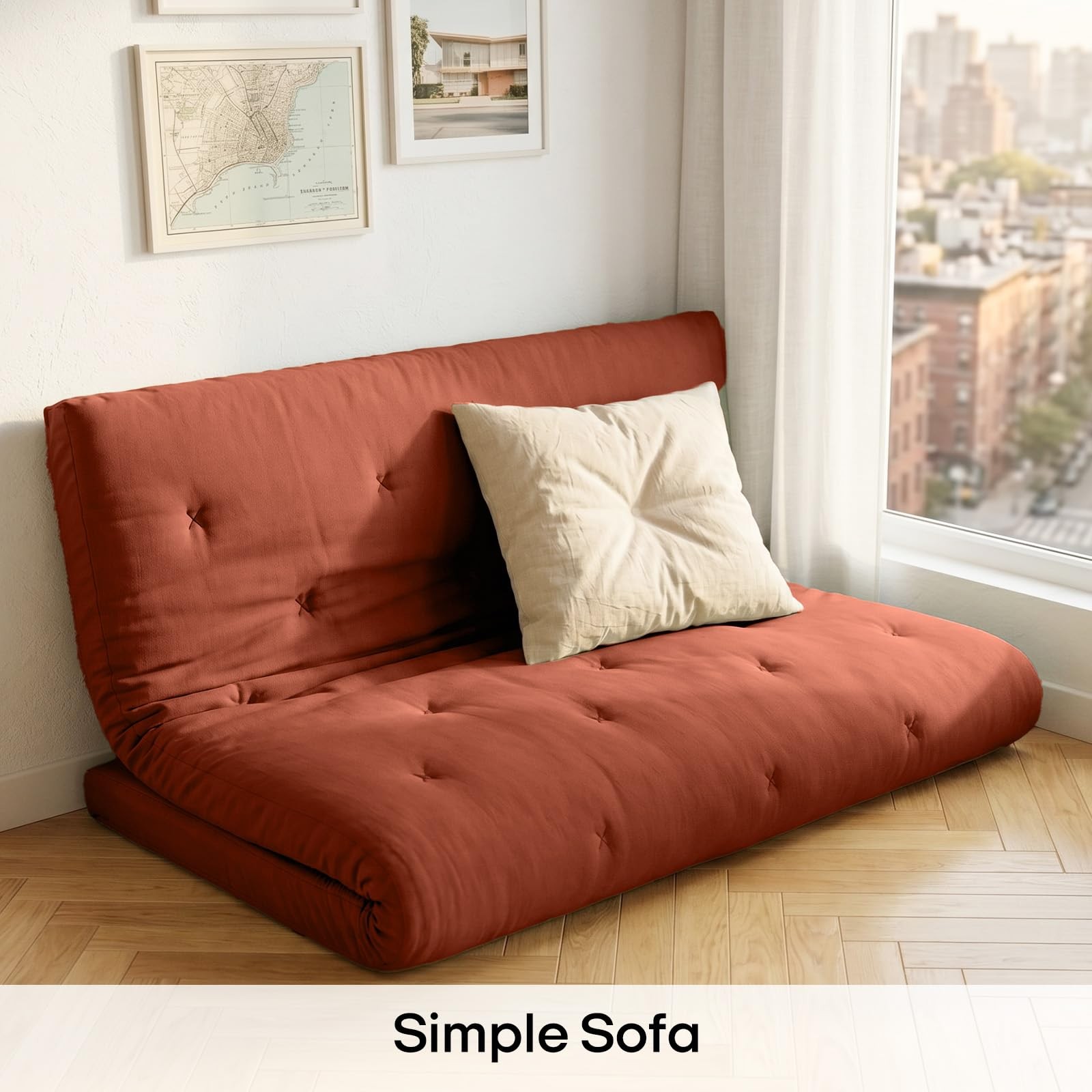Japanese Floor Futon Mattress Twin Size 75″x 39″, 100% Cotton Cover 4″ Thicke…