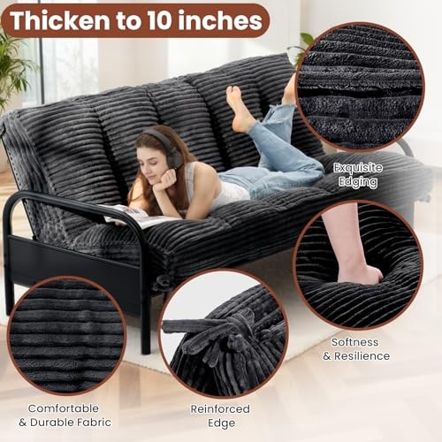 10″ Futon Mattress Queen Size,Futons Sofa Couch Bed Queen (10 Inches) Black
