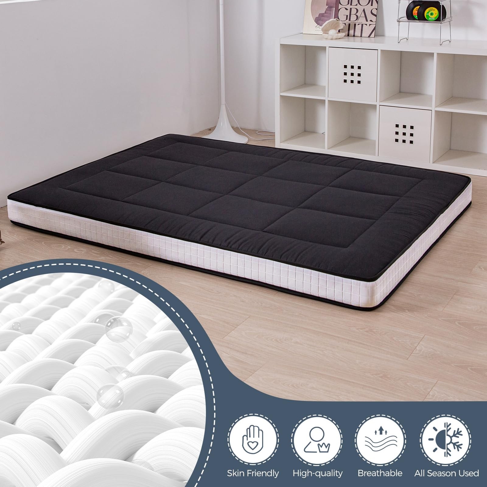 6″ Extra Thick Foldable Floor Futon Mattress, Tatami Pad for Adults, Roll Up …