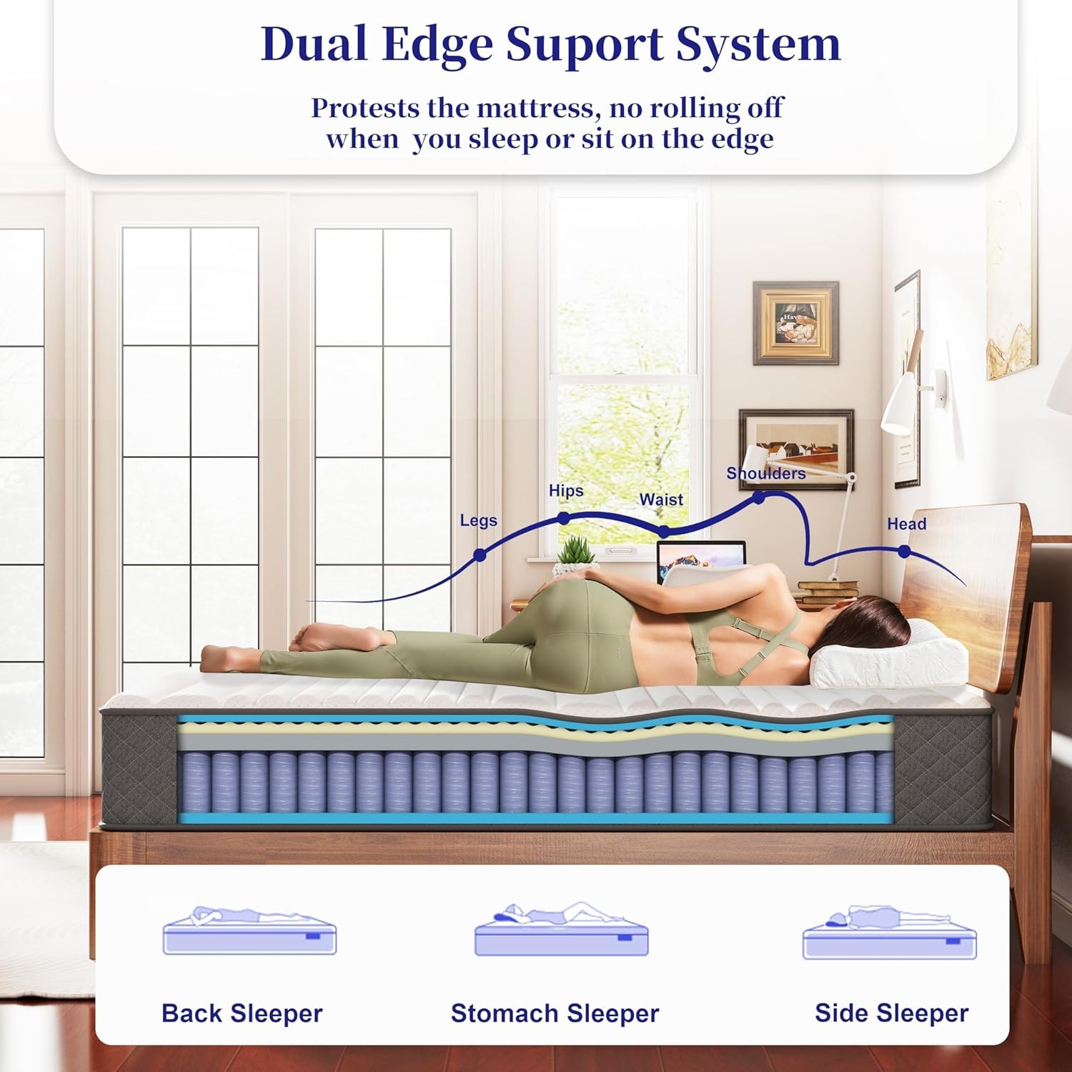 12 Inch Full Size Mattress Medium Firm Hybrid Mattress in a Box 7-Zone Memory
