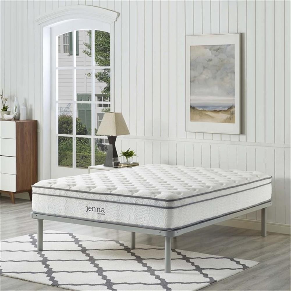 Modway Jenna 10″ Modern Innerspring and Foam Full Mattress in White