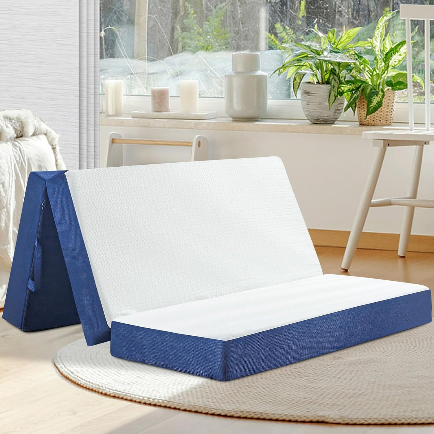 Folding Mattress Full Size, Memory Foam 6 Inch Tri Portable Trifold Mattress Fut
