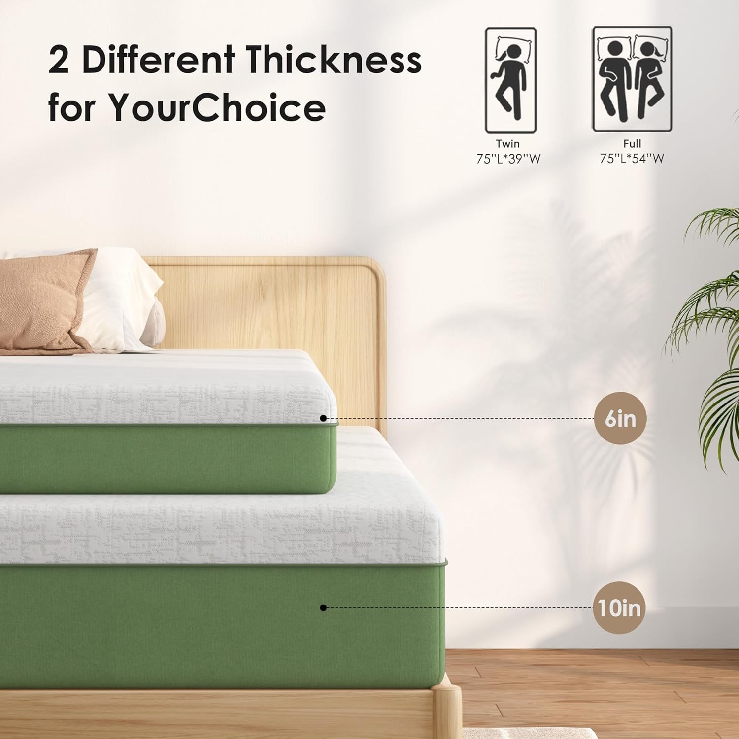 Twin Mattress 6 Inch Gel Memory Foam Medium Firm Washable Cover Bed Box