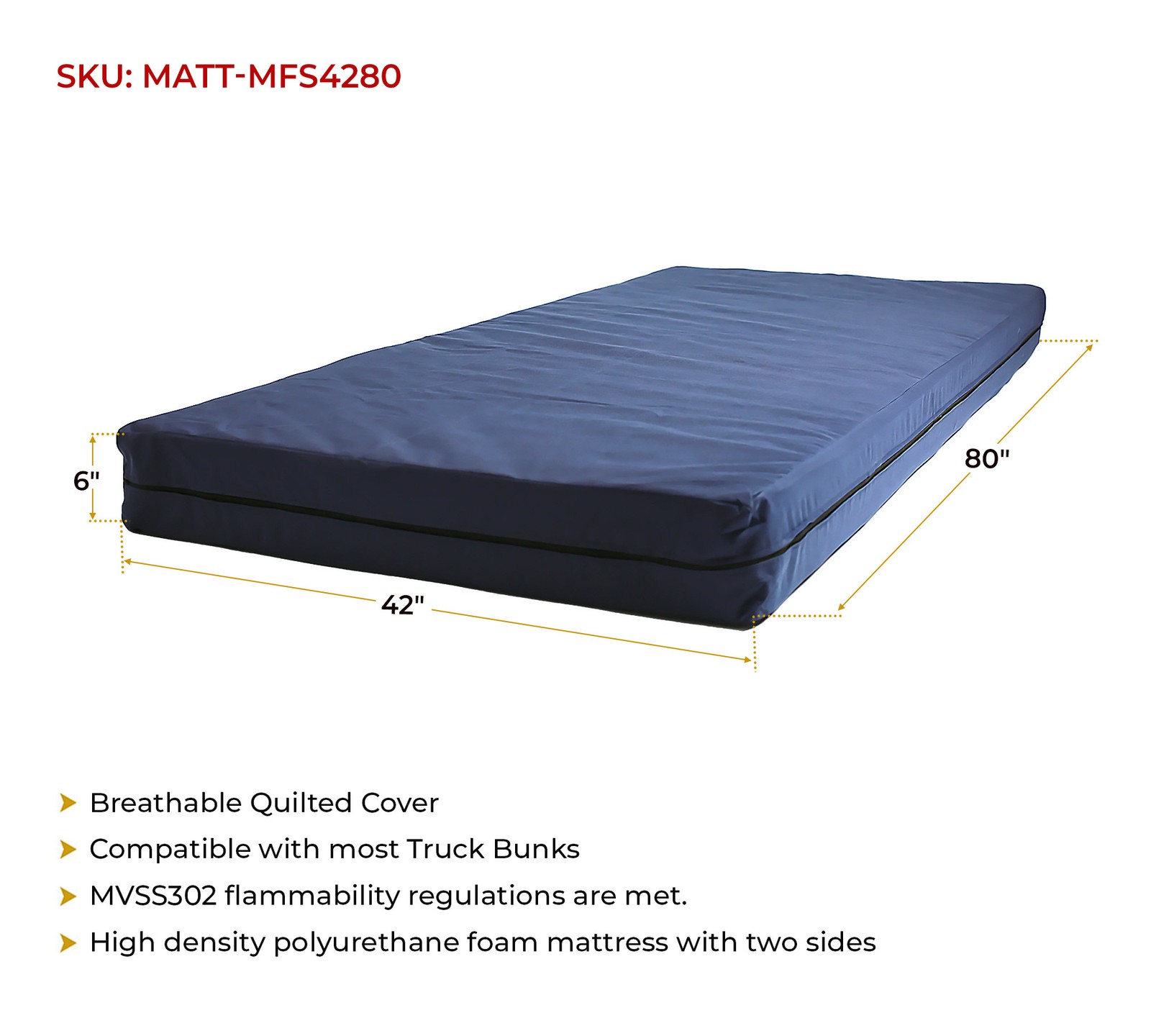 42″x80″ Luxury Foam w/ Pinstripe Design & Quilted Cover Both Side w/Zipper Cover