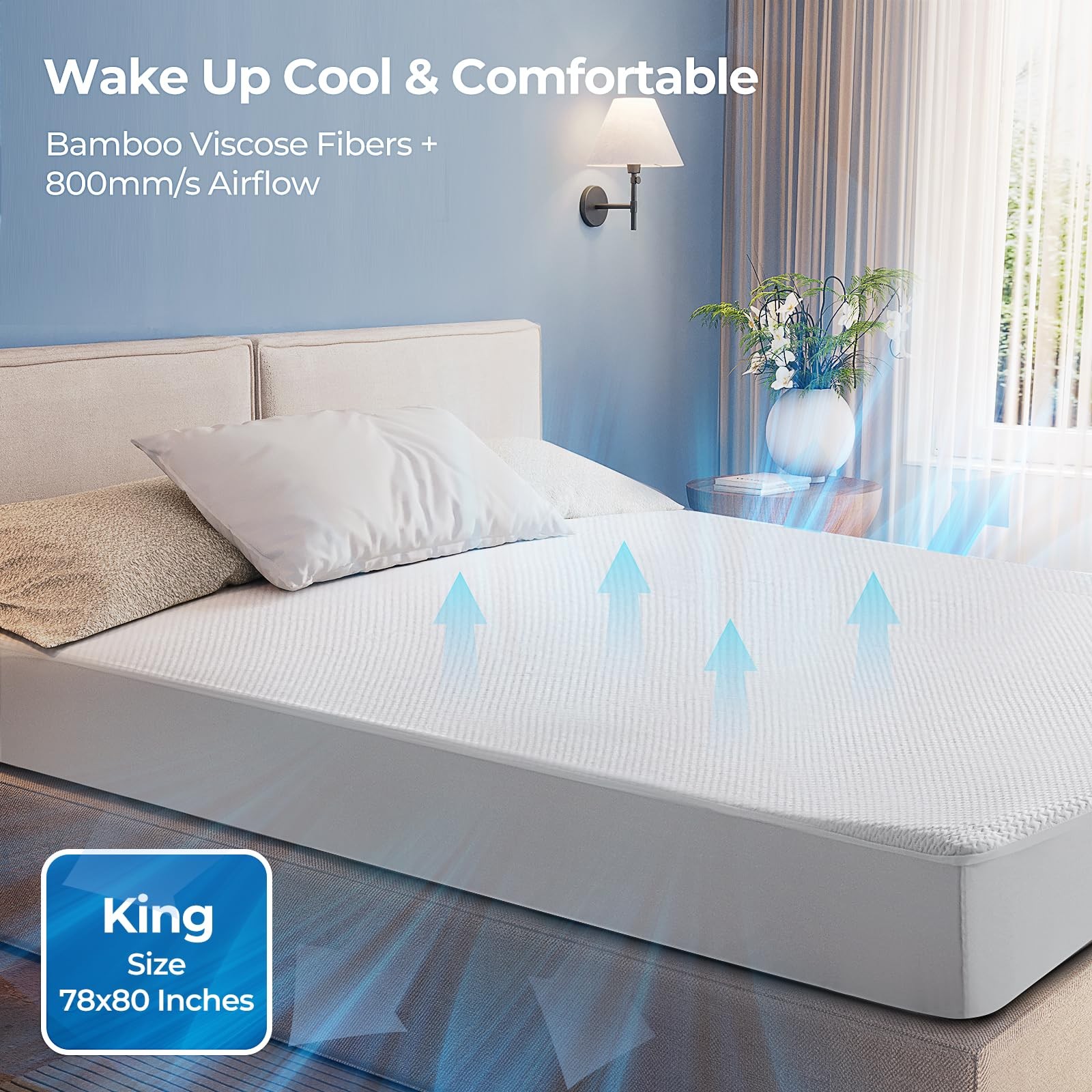 TASTELIFE King Size Waterproof Mattress Protector, 3D Air Fabric King, White