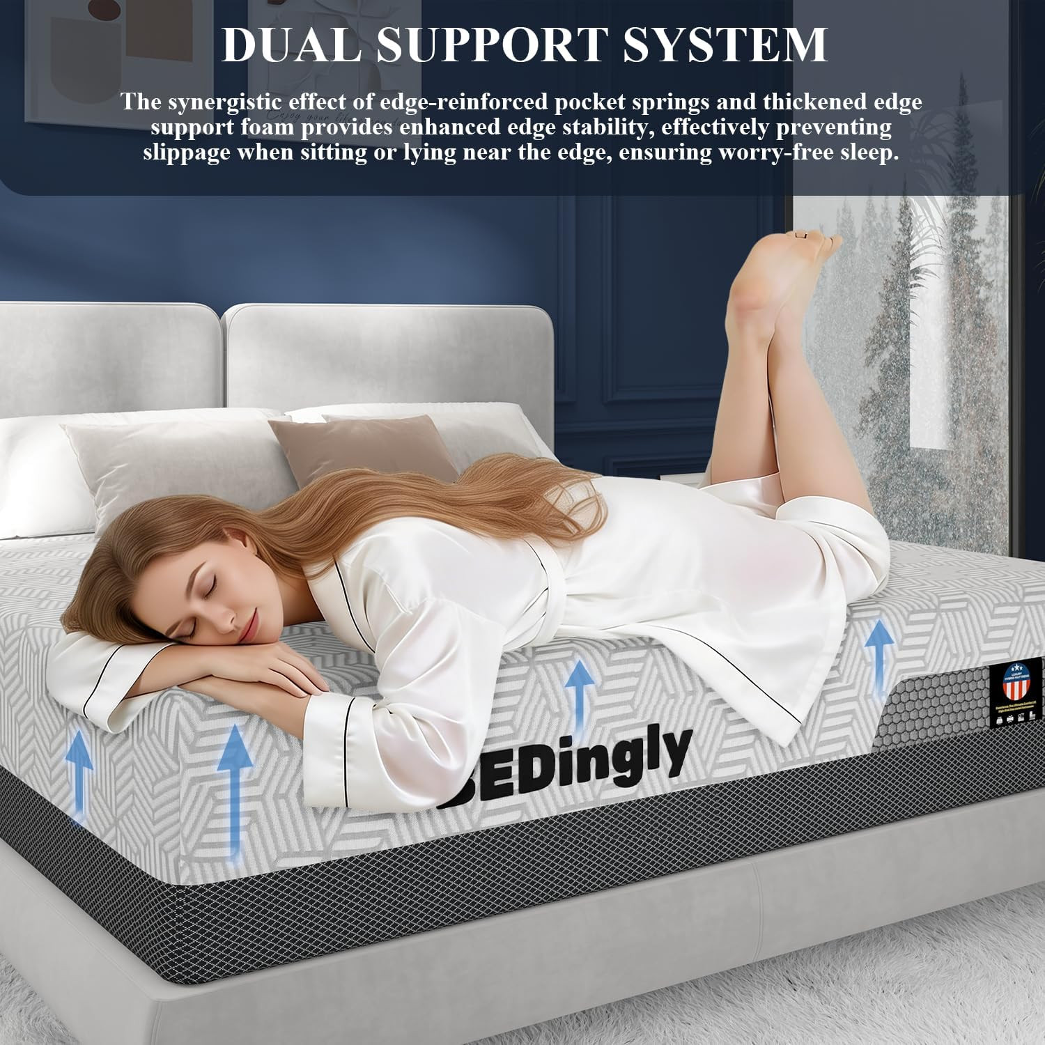 Luxury 14″ Firm King Mattress with Cool Gel Foam & Pocket Springs, 365-Night Tri