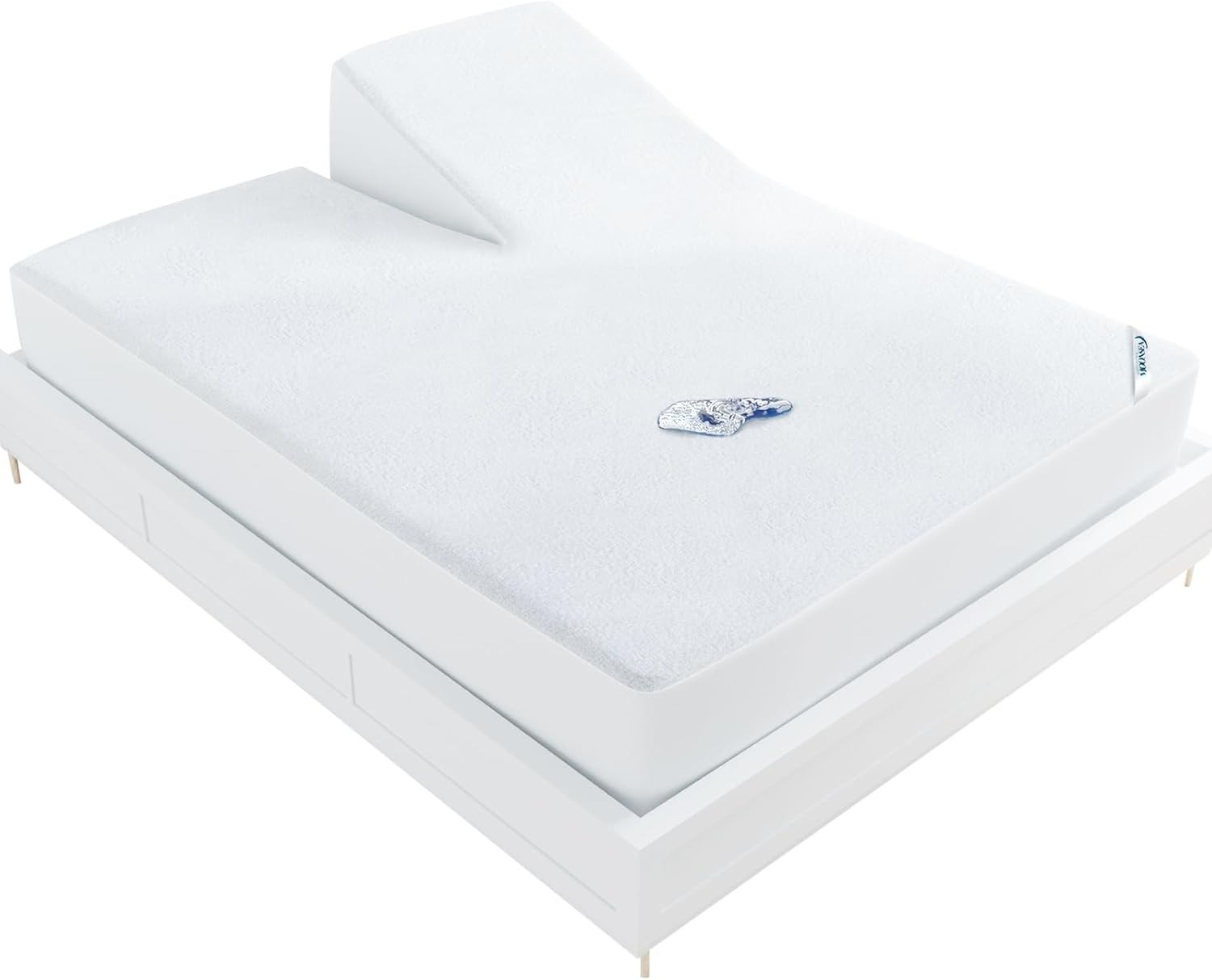 Split Head King Size Mattress Protector Waterproof,for King, White