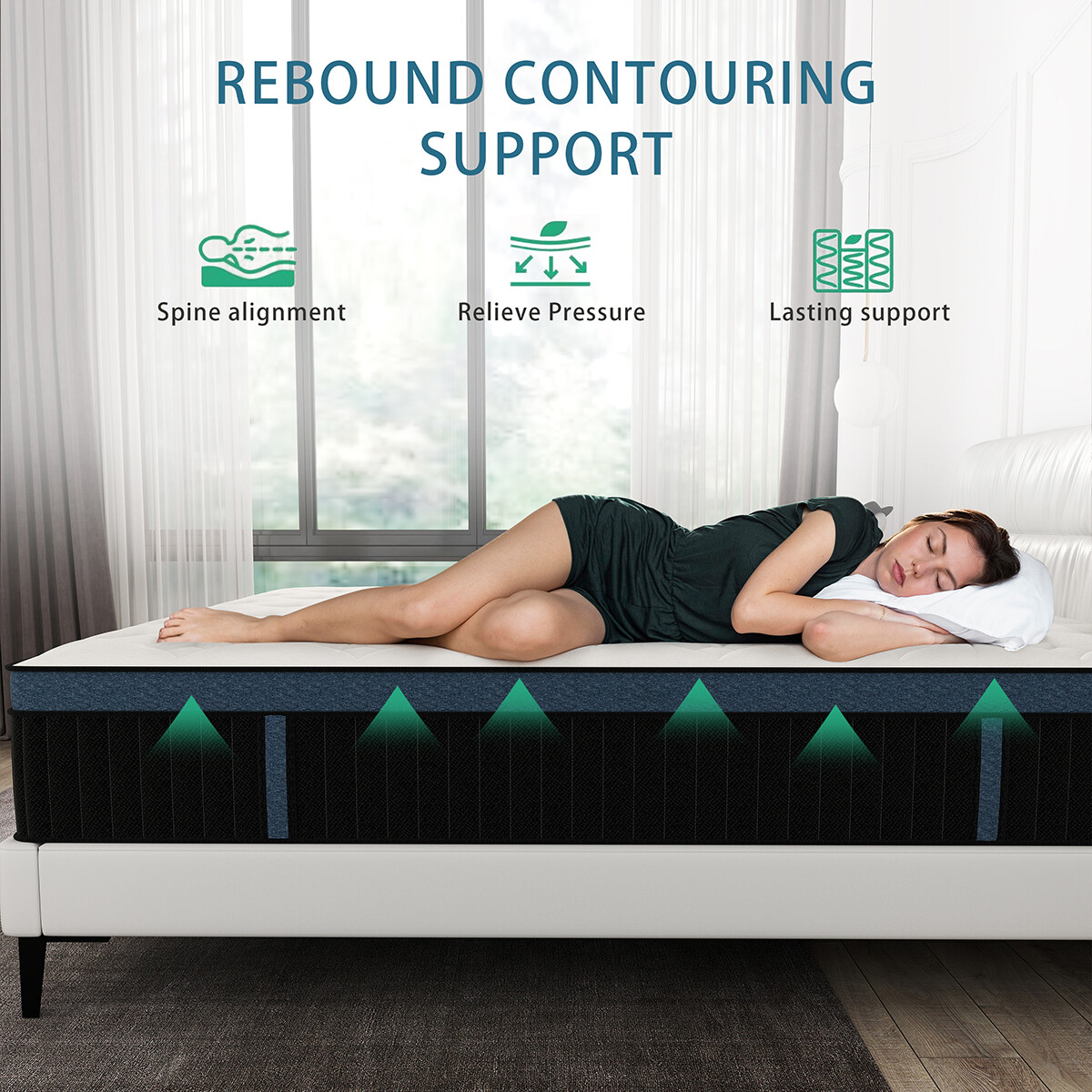 12″14″ Hybrid Mattress Memory Foam InnerSpring Twin Full Queen King Bed In a Box