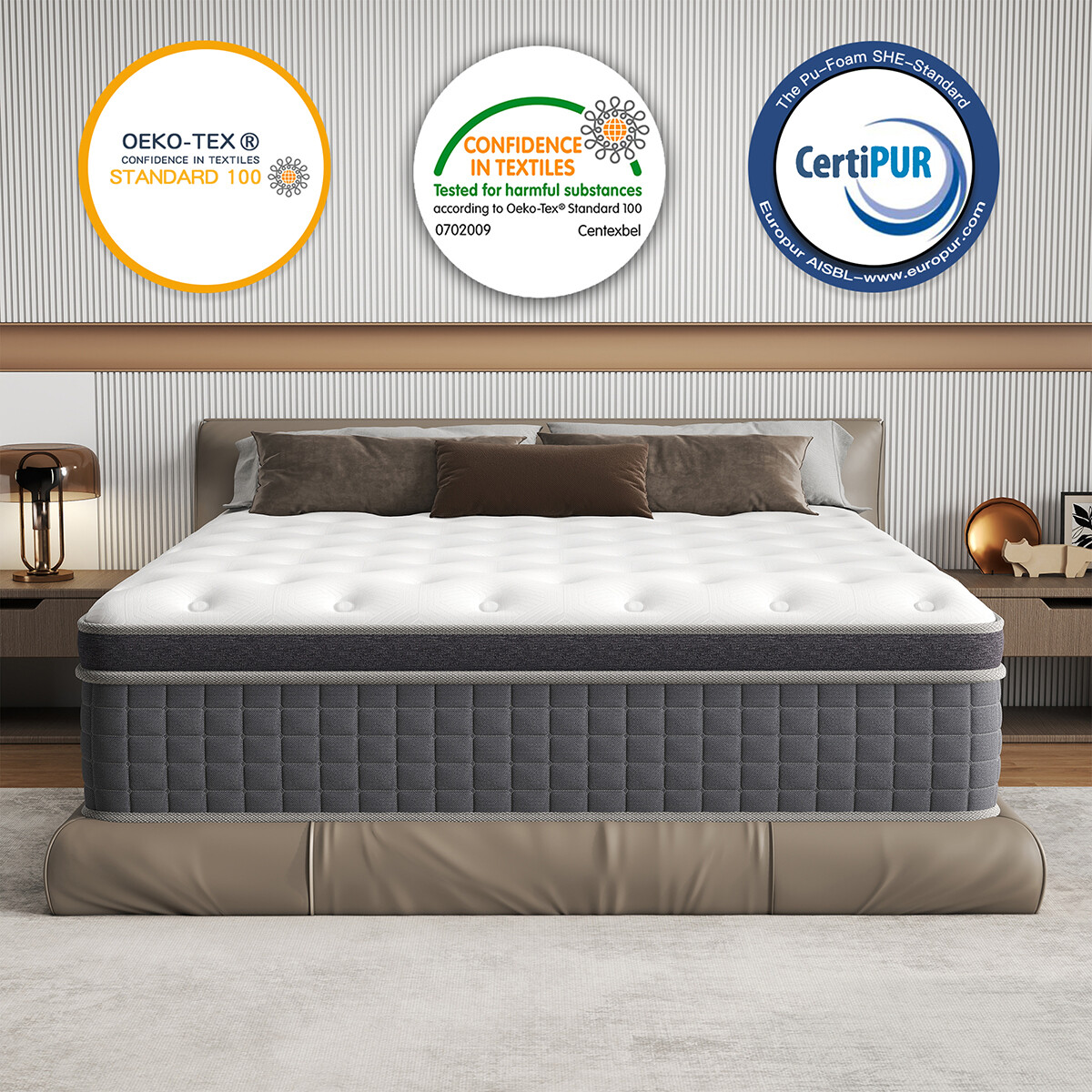 12″14″ Mattress in a Box Hybrid Spring Gel Memory Foam Twin Full Queen King Size