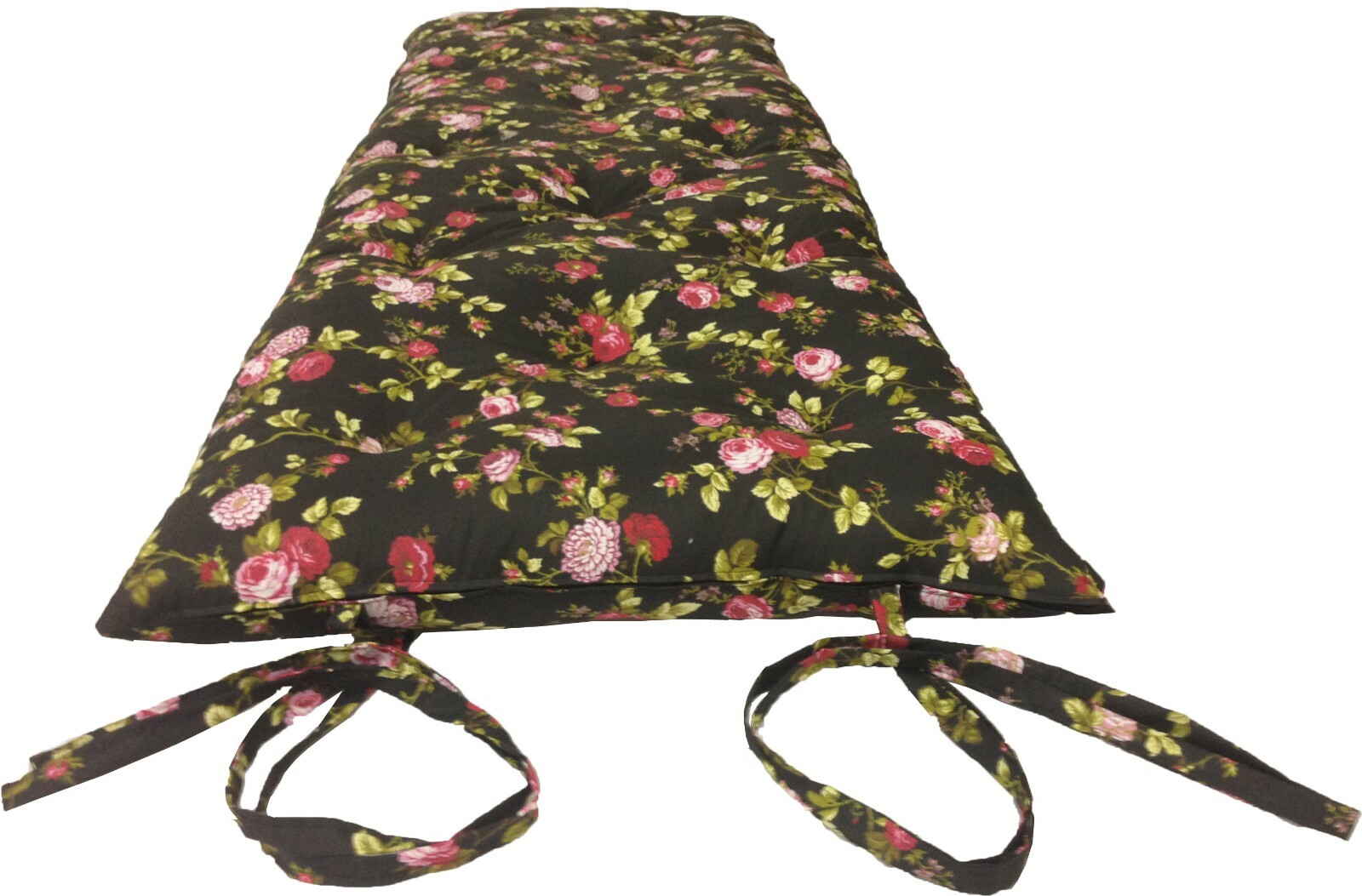 Traditional Japanese Rolling Futon Mattresses, Yoga Mats 3x30x80, Roses Black
