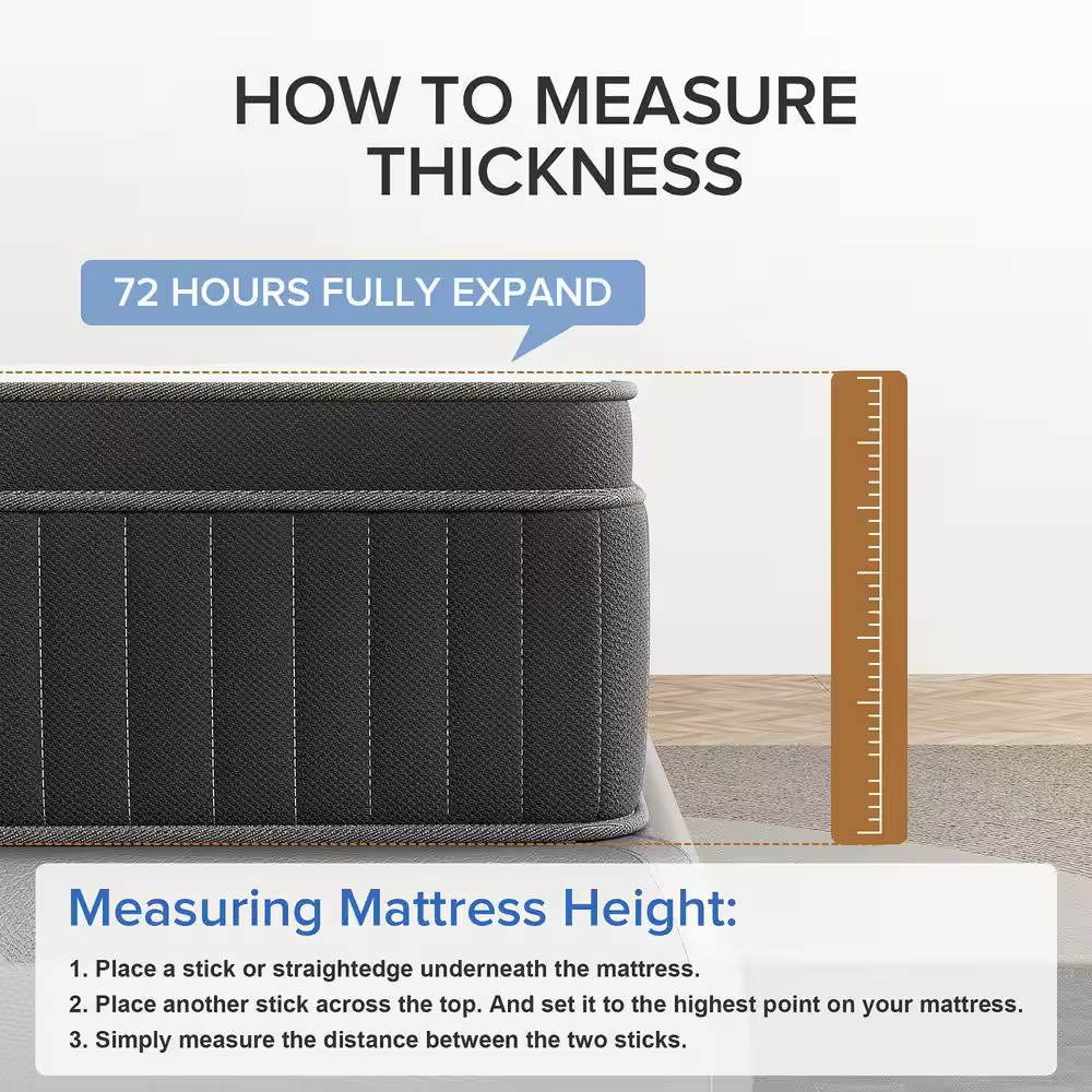 Queen Size Plush Hybrid Gel Memory Foam 12 In. Innerspring Euro Top Motion Isola