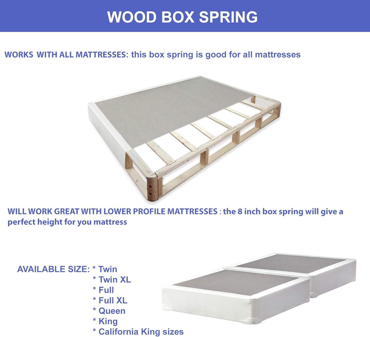 Low Profile Split Wood Box Spring/Foundation for Mattress Set