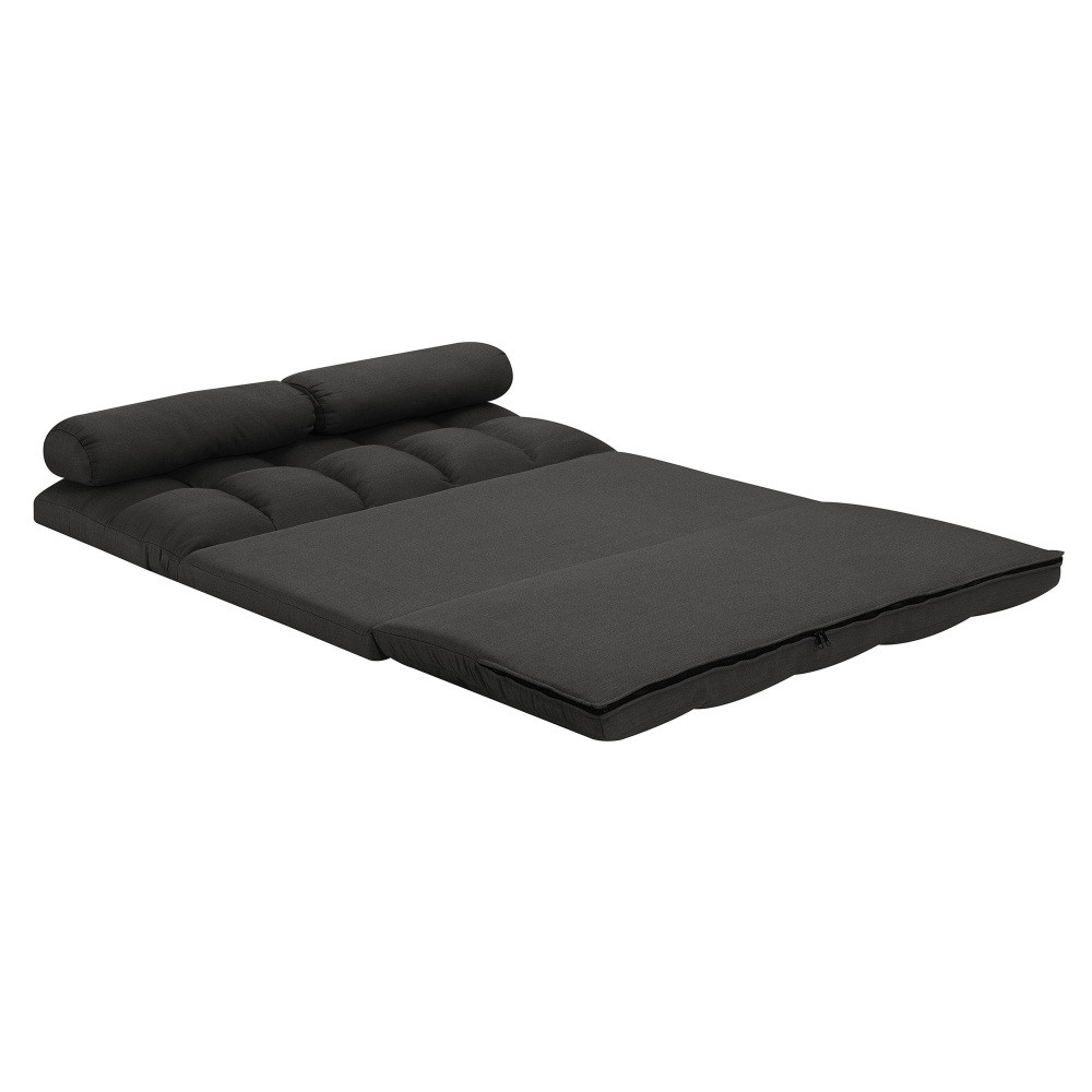 3 Fold Sofa Bed Folding Mattress with 2 Pillows Black High Density Foam Filling