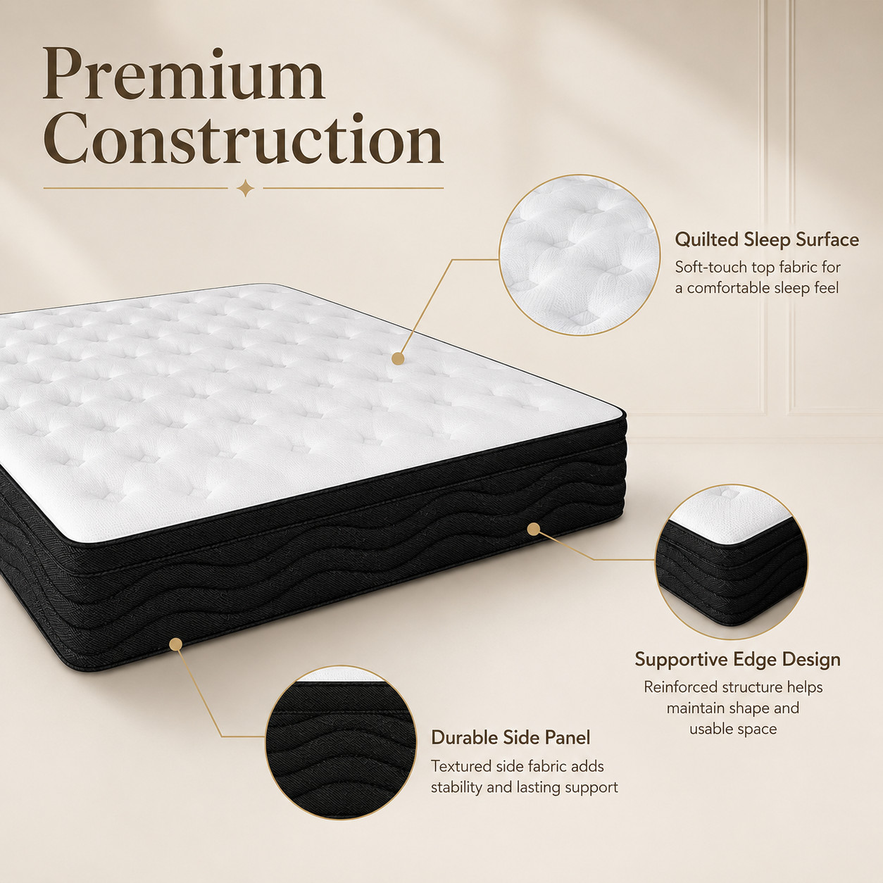 10 Inch King Gel Memory Foam Mattress Medium Firm Cooling Pressure Relief
