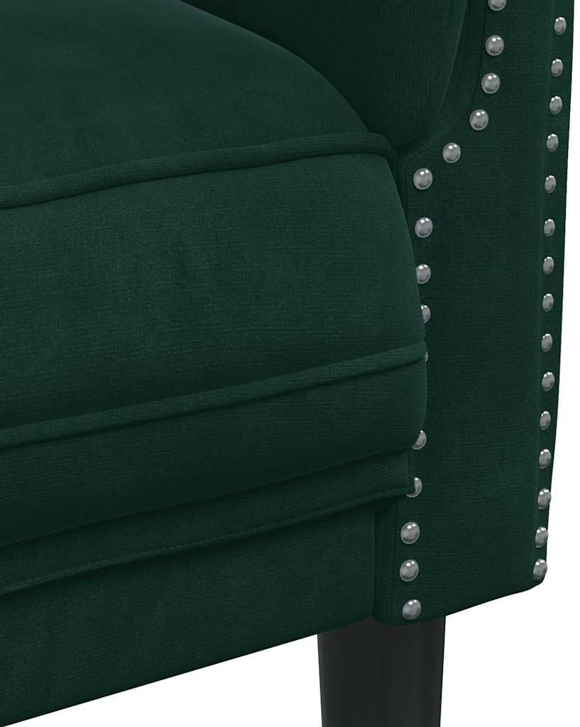 Dark Green Veet Sofa Chair, Modern Single Seater, Solid Wood Fre,