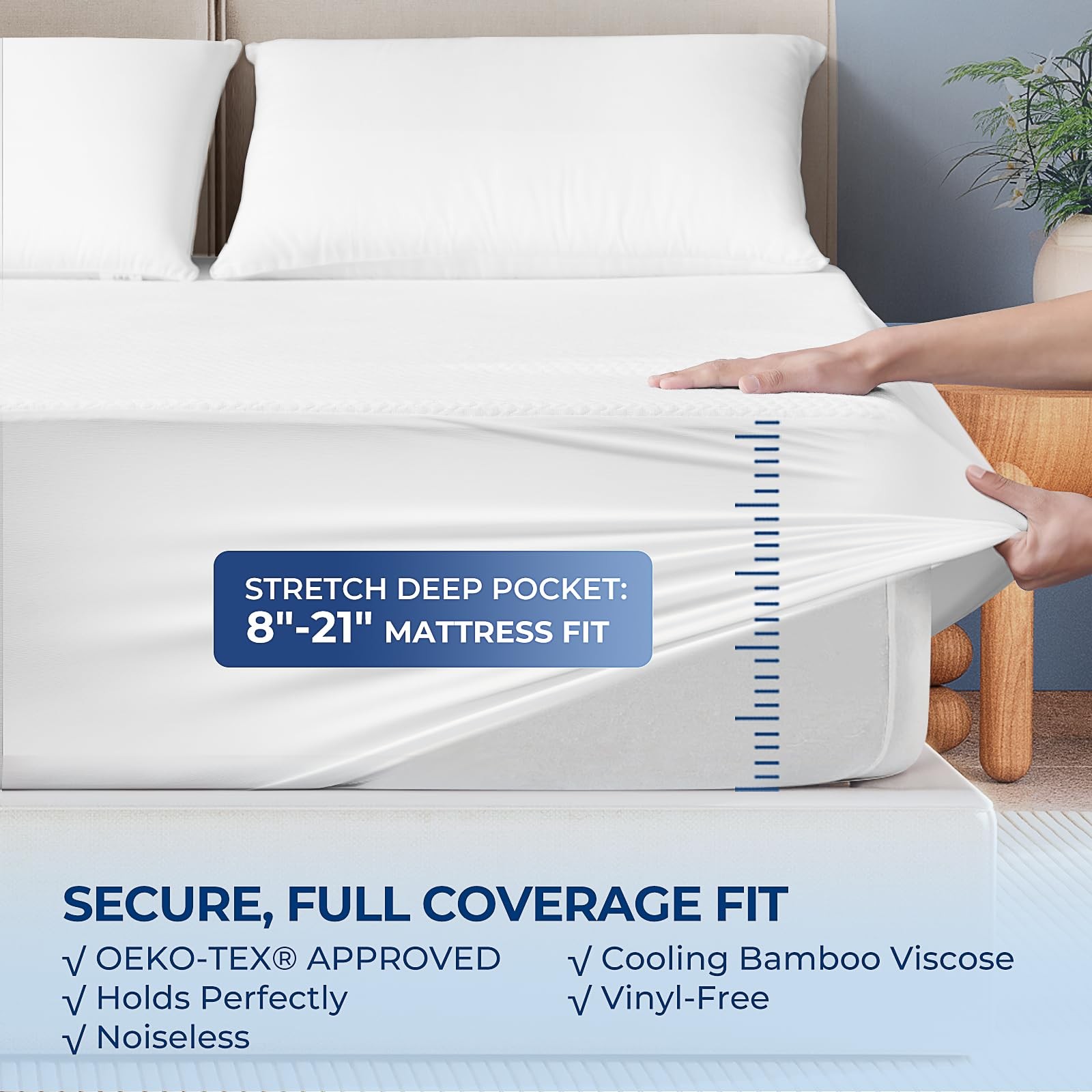 TASTELIFE King Size Waterproof Mattress Protector, 3D Air Fabric King, White