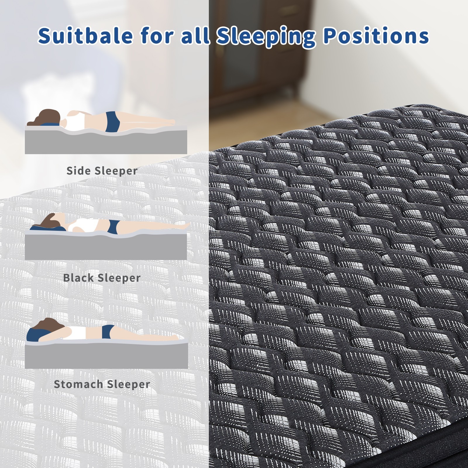 10″ 12″ Twin Full Queen King Mattress Gel Memory Foam Hybrid Spring Bed In a Box