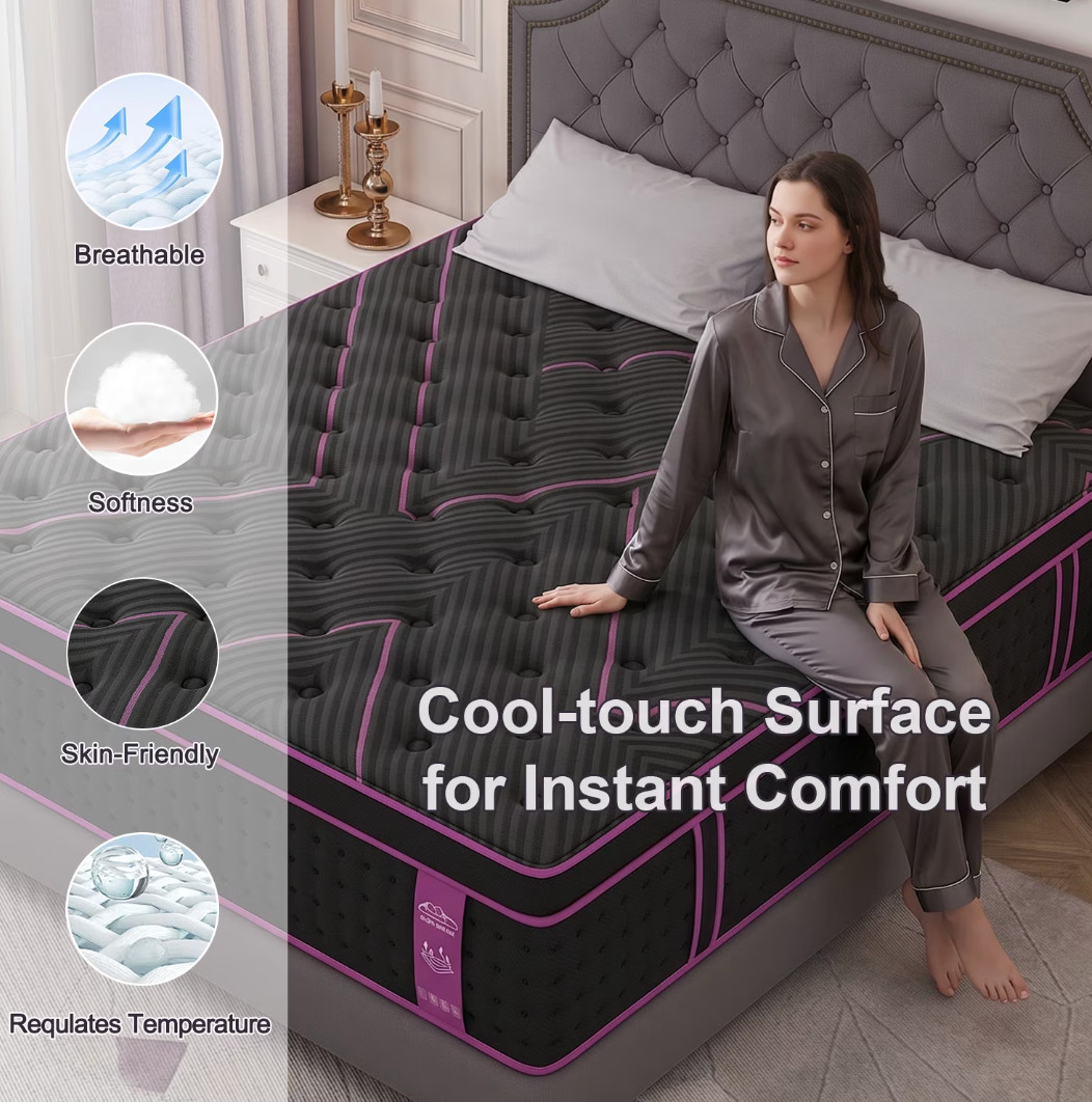 12″ Twin Hybrid Gel Foam Mattress Pocket Spring Medium Firm Box Colchón Twin