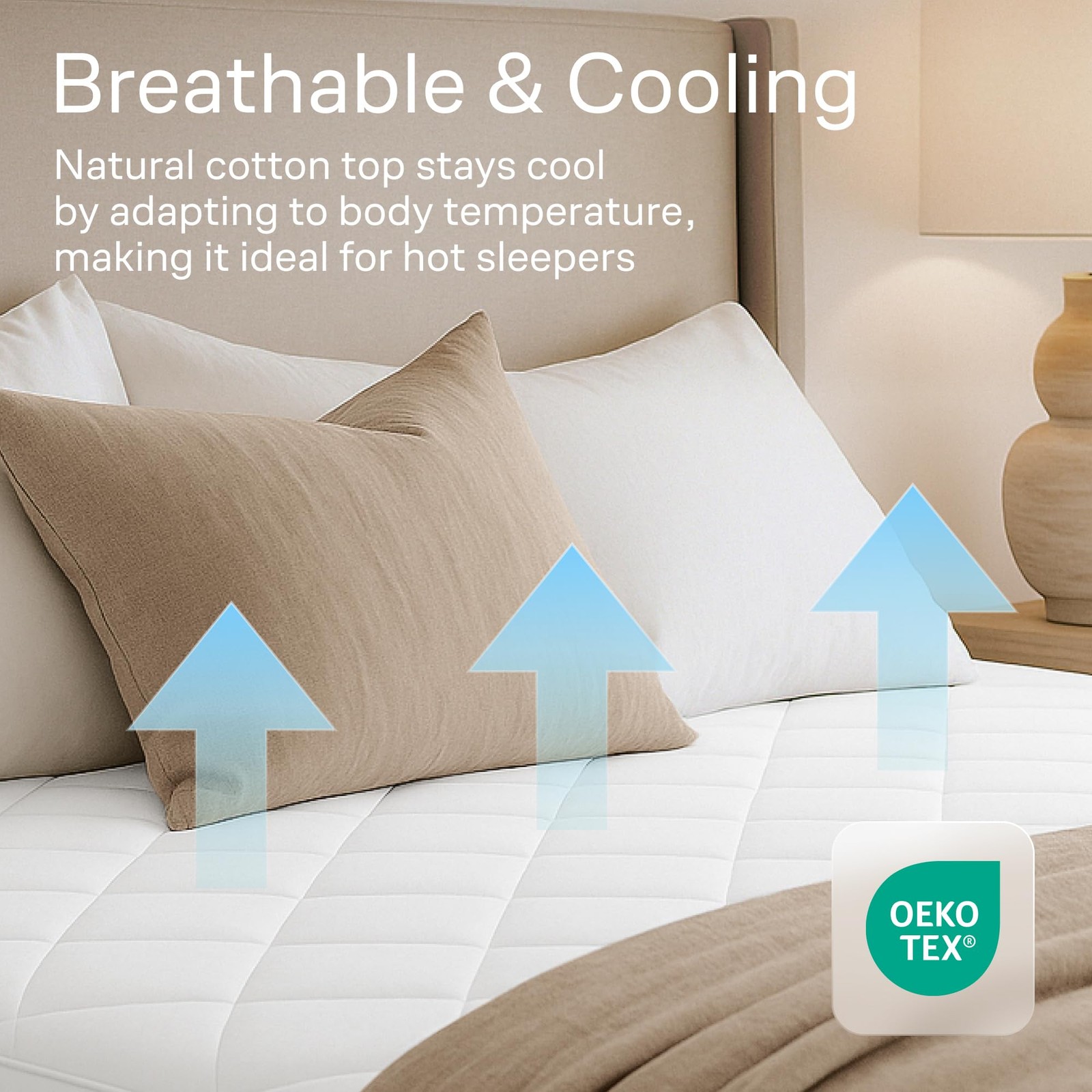 Niagara Cotton Mattress Pad Twin 39×75 – Non Noisy Cooling Twin, White