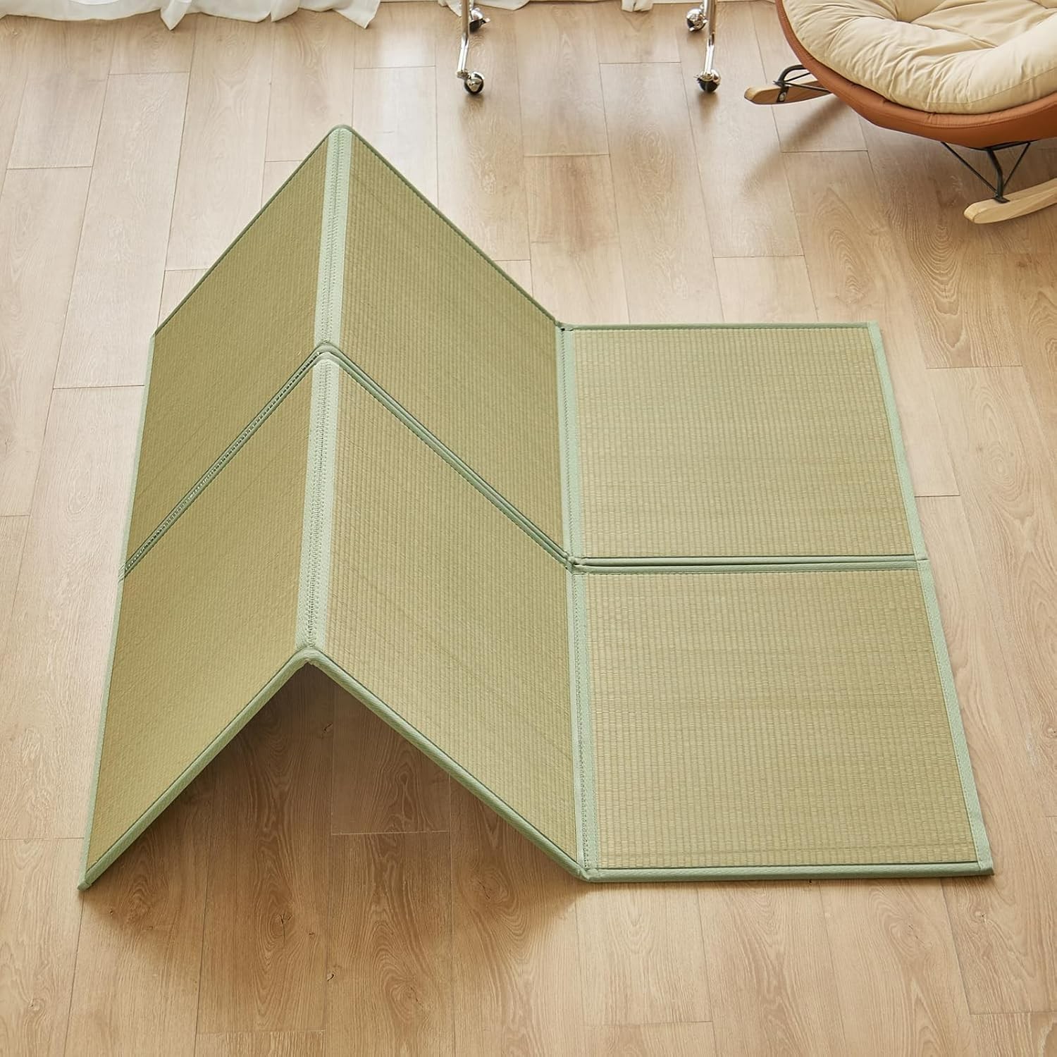 Japanese Tatami Mat 100% Rush Grass Mattress Queen 79”x60” Folding#1037GY1