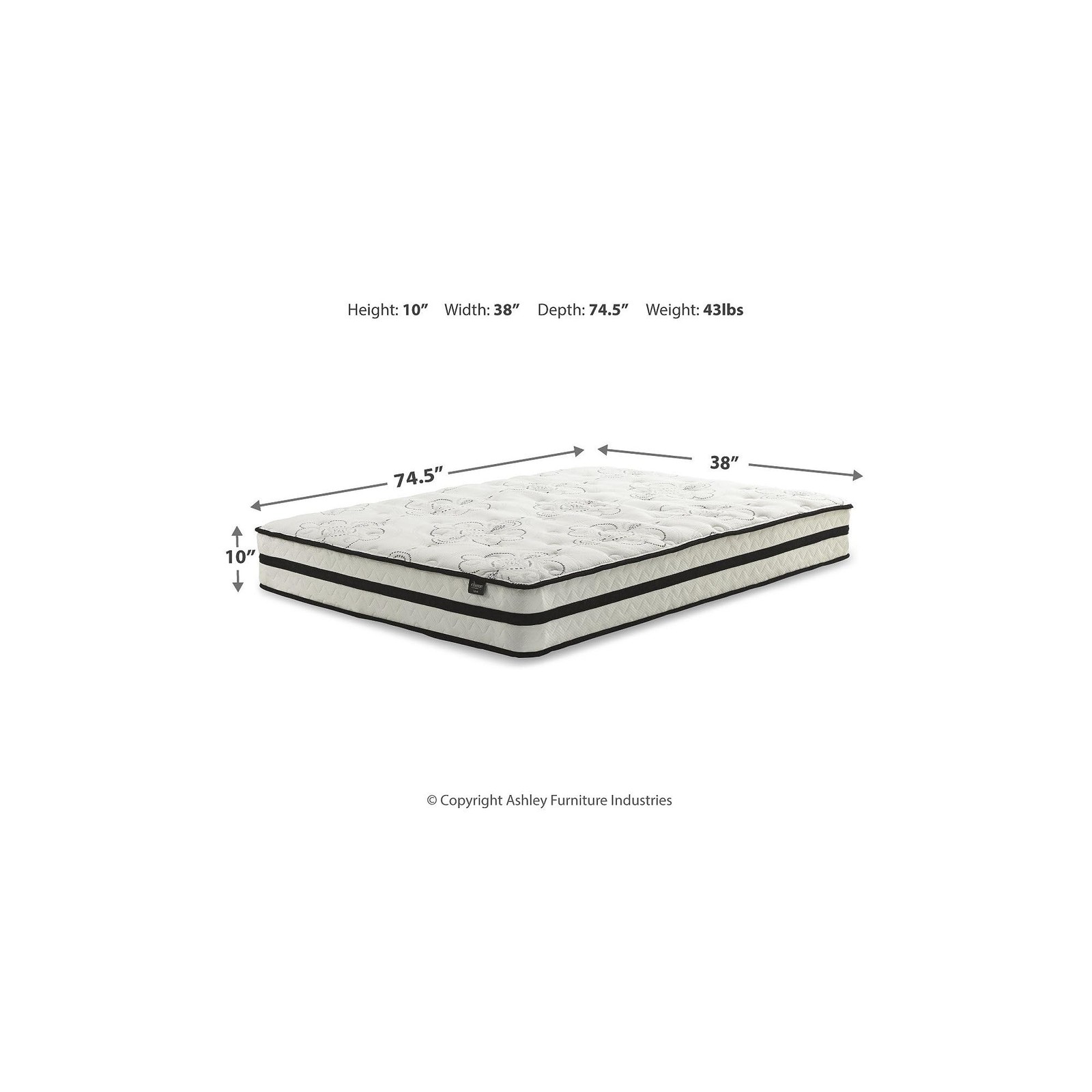 Signature Design by Ashley Twin Size Chime 10 Inch Medium Firm Hybrid Mattress
