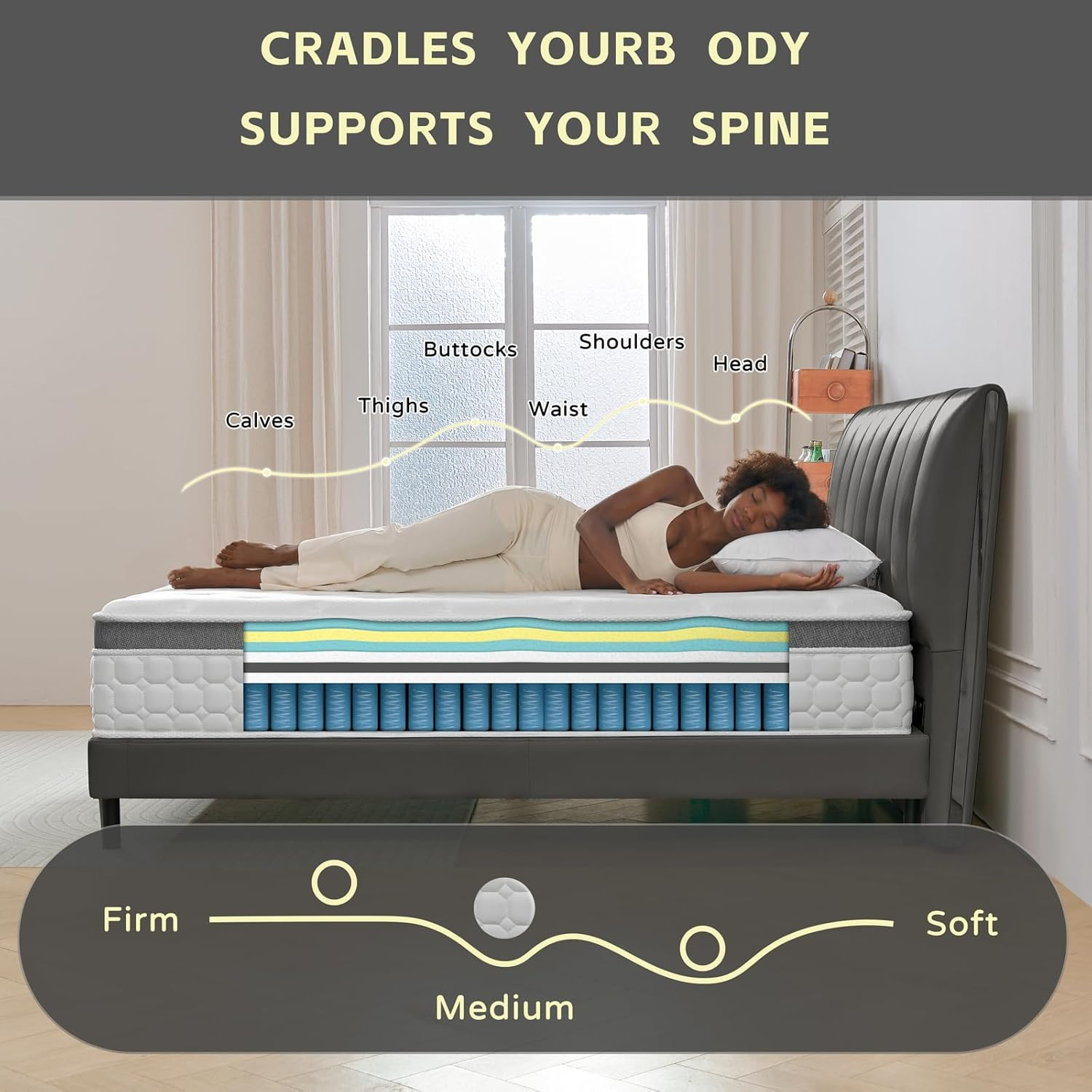 12″ Full Size Mattress – Cooling Gel Memory Foam & Pocket Springs, Medium Firm