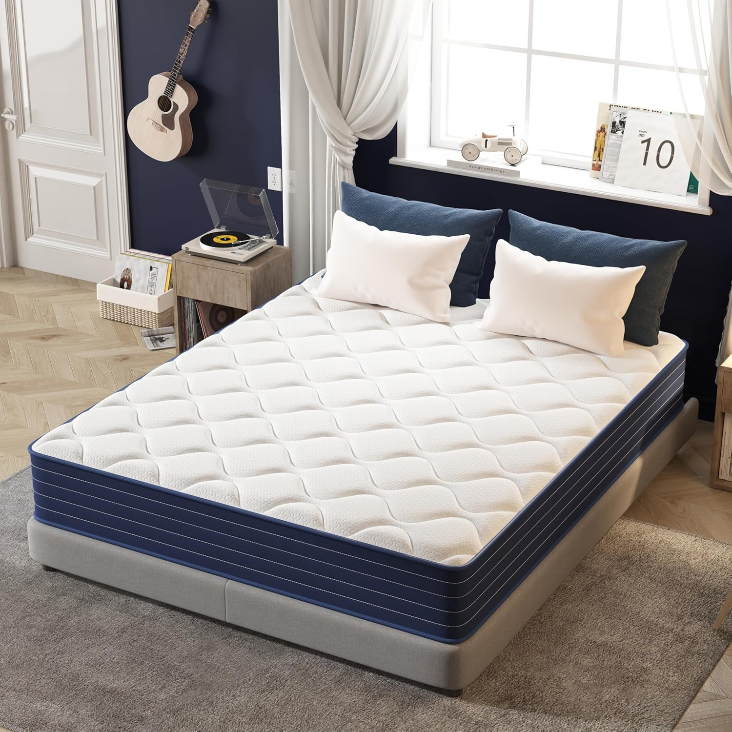 Double Mattress,12 Inch Full Mattrress with 7-Zone Hybrid Double Bed Mattresses,