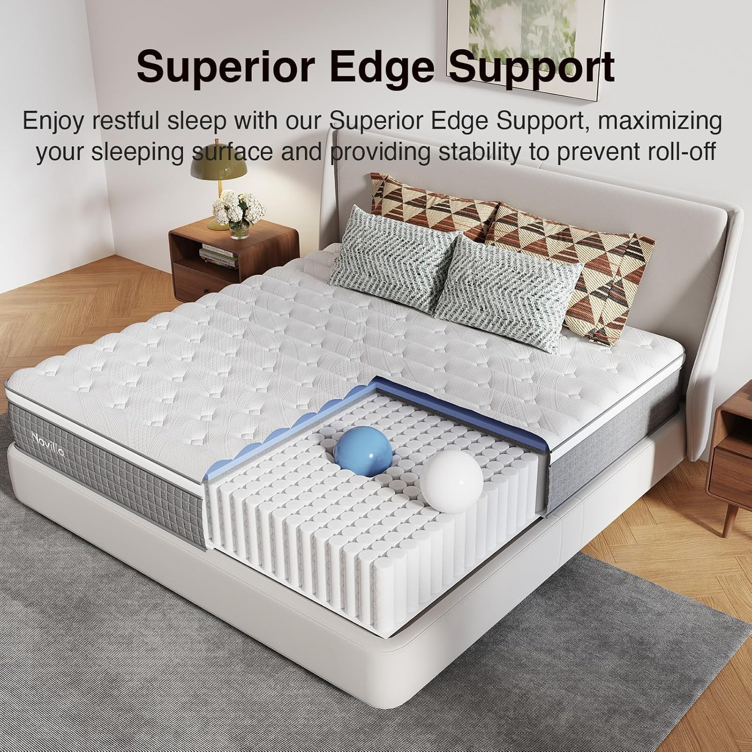 12″ Hybrid Full Mattress – Gel Memory Foam, Pocketed Coils, Cooling Fabric