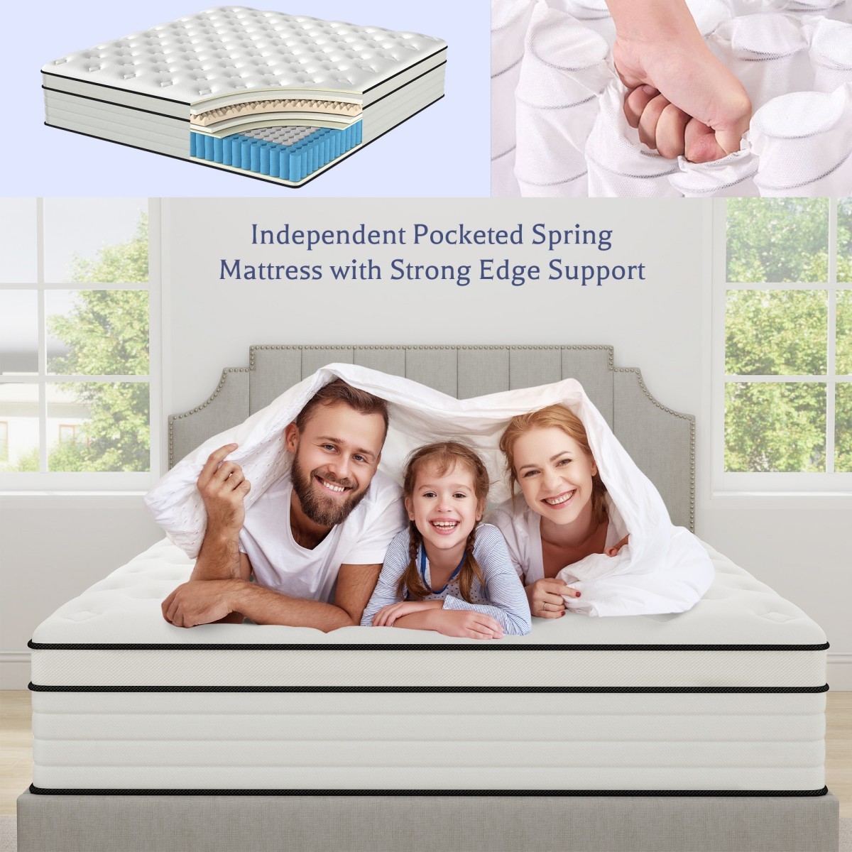 10″12″14″ Twin Full Queen King Size Mattress in a Box Hybrid Spring Memory Foam