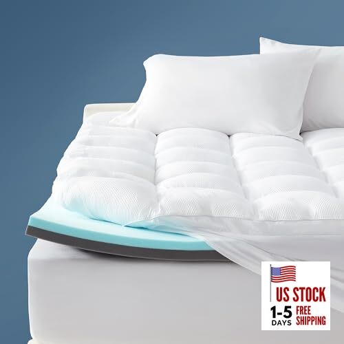 4 Inch Mattress Topper, Dual Layer 2” Gel Memory Foam + 2” Full White