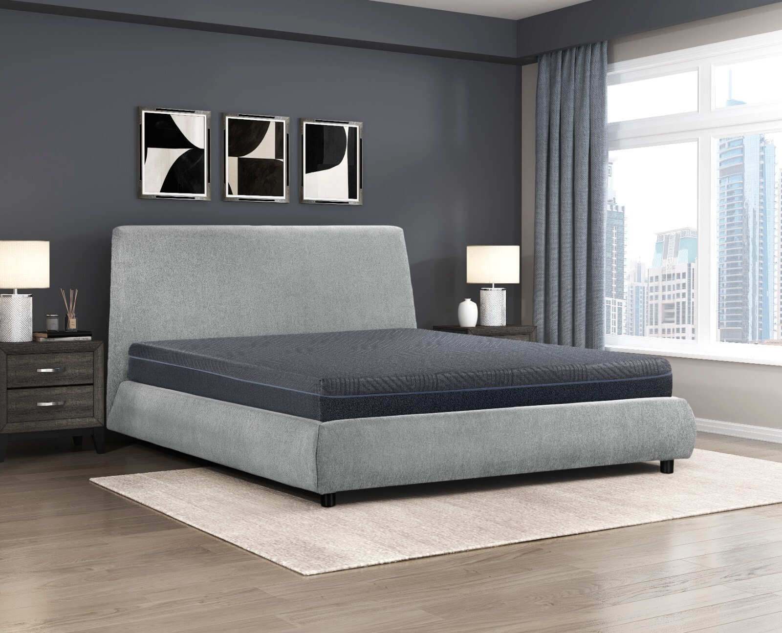 11″ Mattress King Size, Firm, Gray, Gel-infused Memory Foam Mattress in a Box