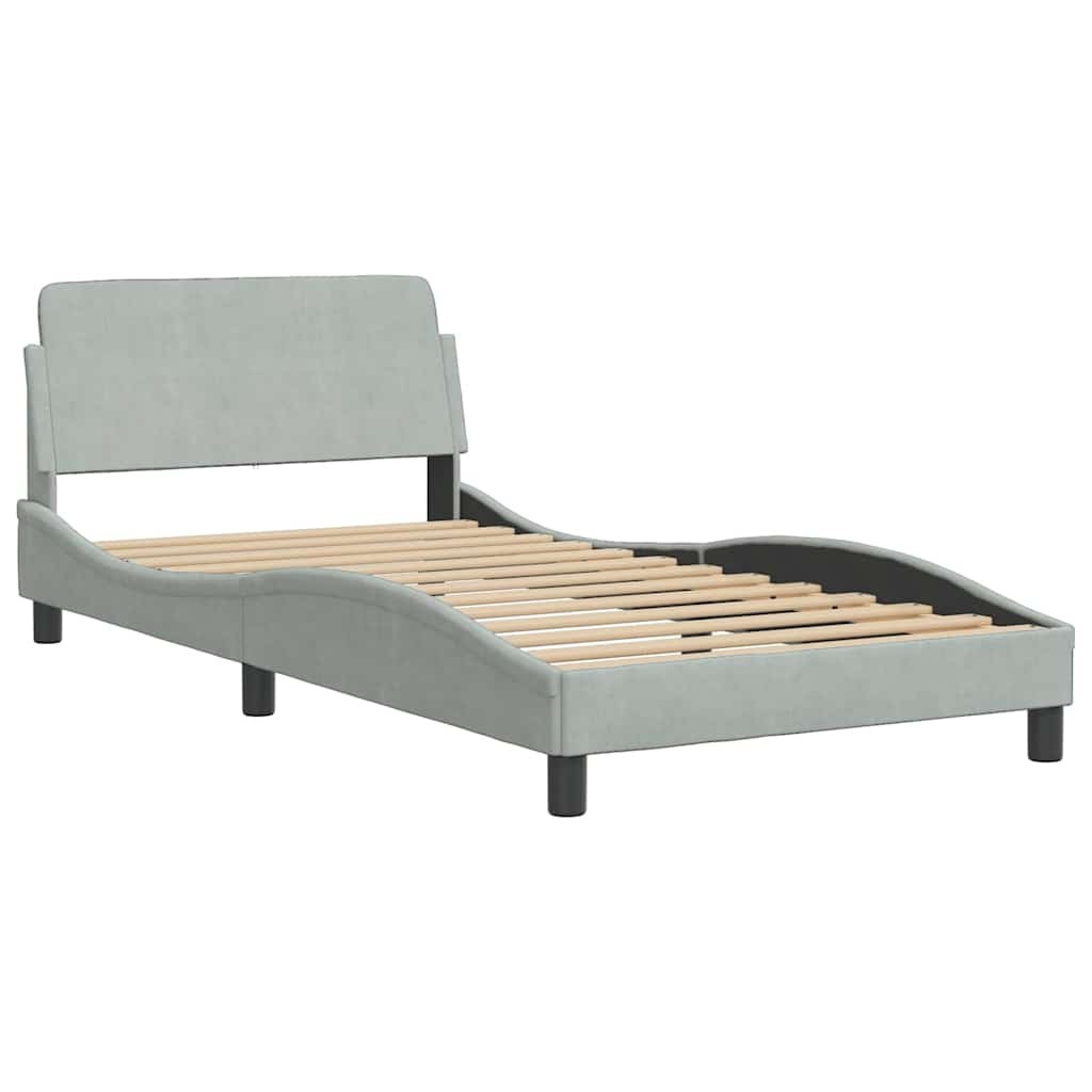 Bed Frame Light Gray Velvet, Metal, Plywood, Engineered Wood Single vidaXL