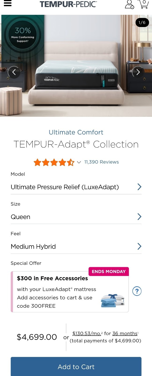 Brand New Tempur-Pedic 2.0 LuxeAdapt Medium Hybrid QUEEN SIZE Sealed Inside Box