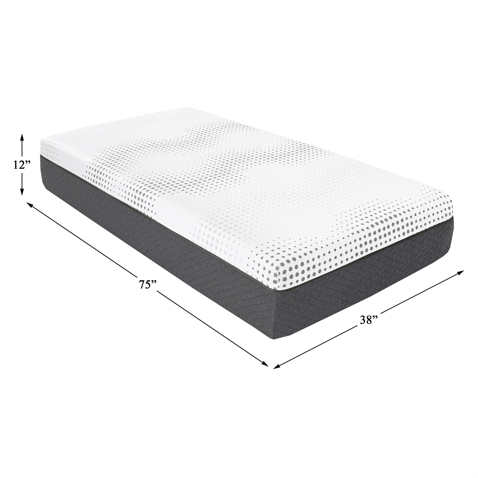 Lexicon Findlay Fabric 12″ Twin Grn Tea Gel-Infused Mry Foam Hybrid Matt (White)