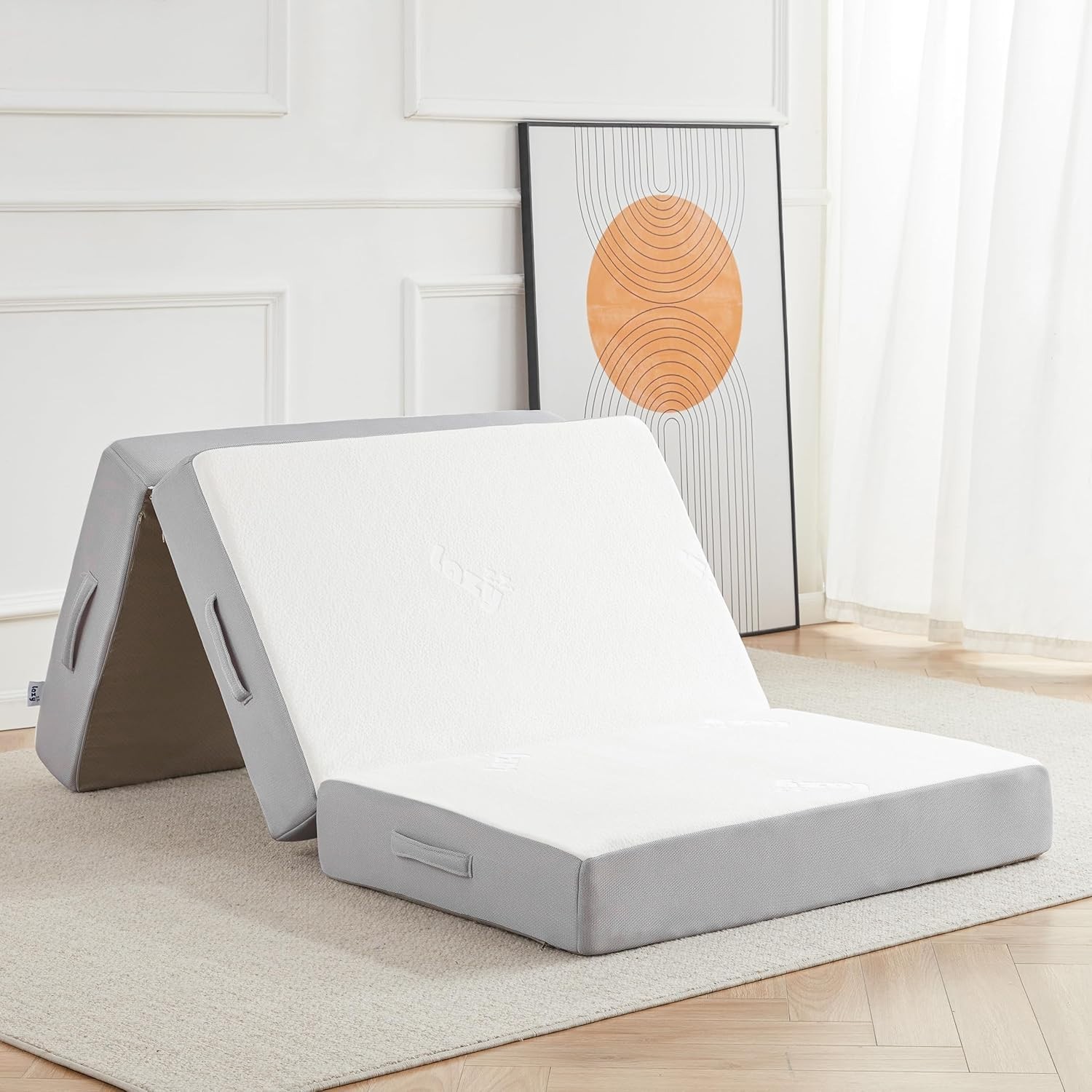 6 Inch Folding Memory Foam Mattress- Portable Tri-fold Bed for Camping & Guests