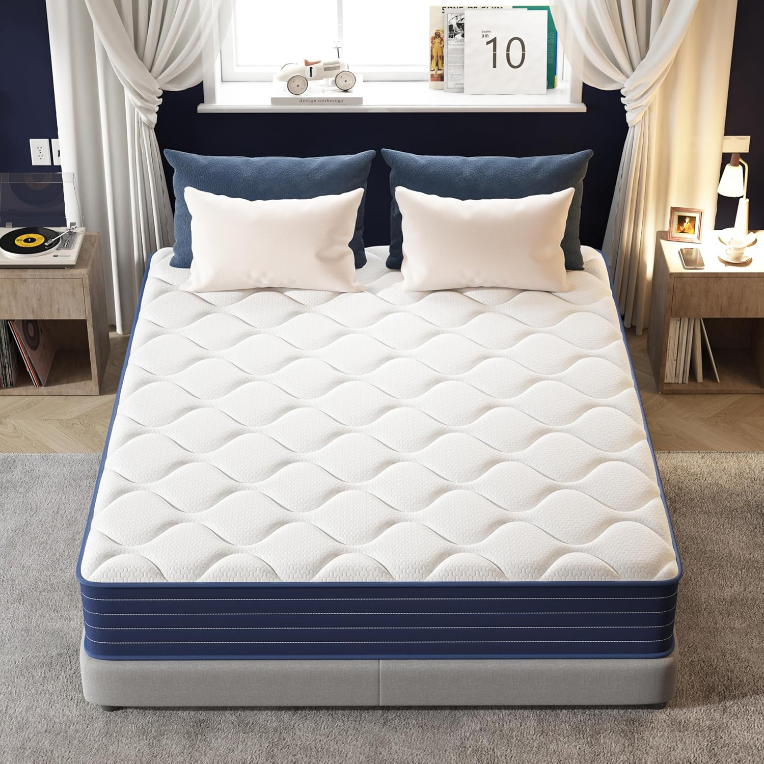 Double Mattress,12 Inch Full Mattrress with 7-Zone Hybrid Double Bed Mattresses,