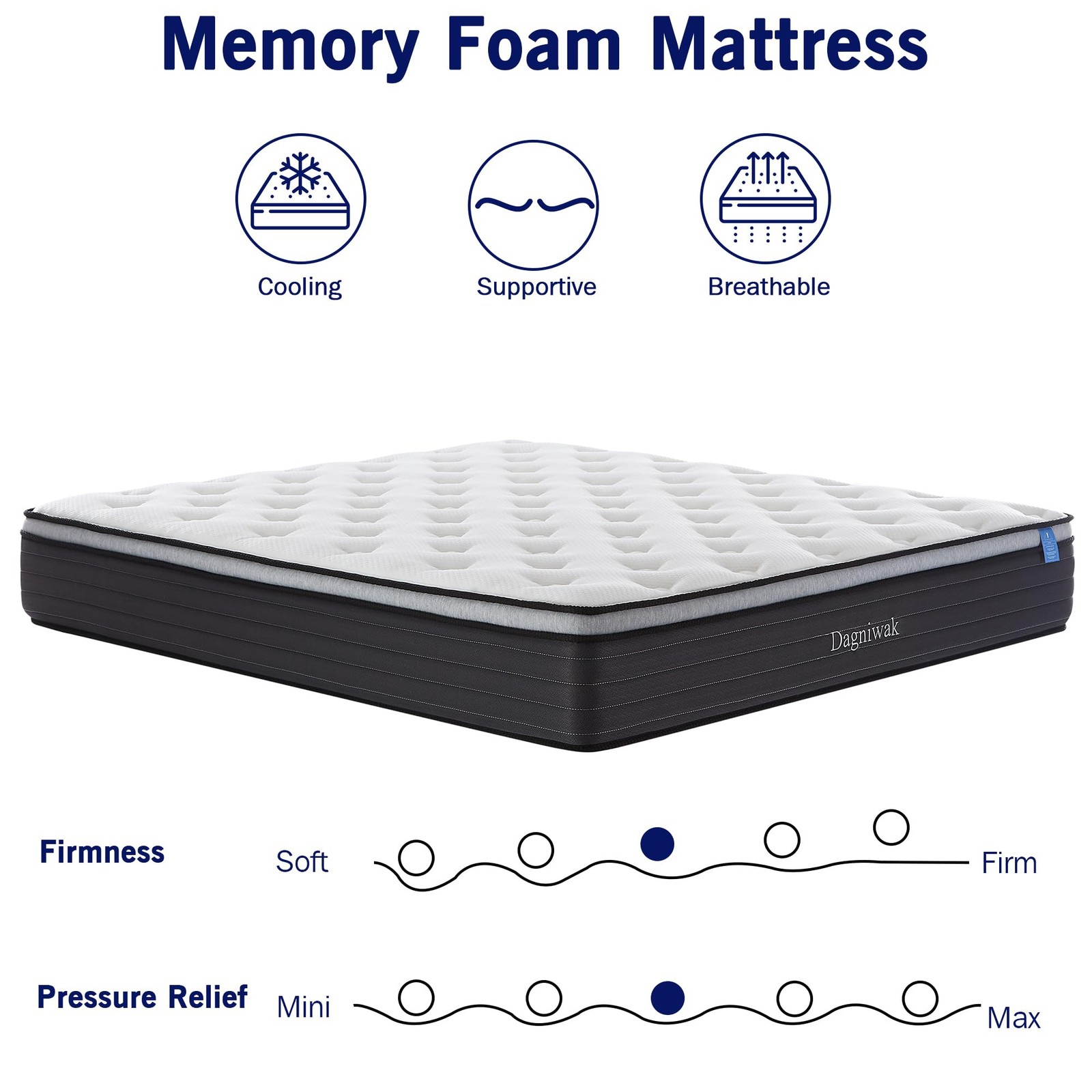 12 Inch Fueen Memory Foam Mattress, Comfort Sleep, Medium Firm Feel, Decompre…